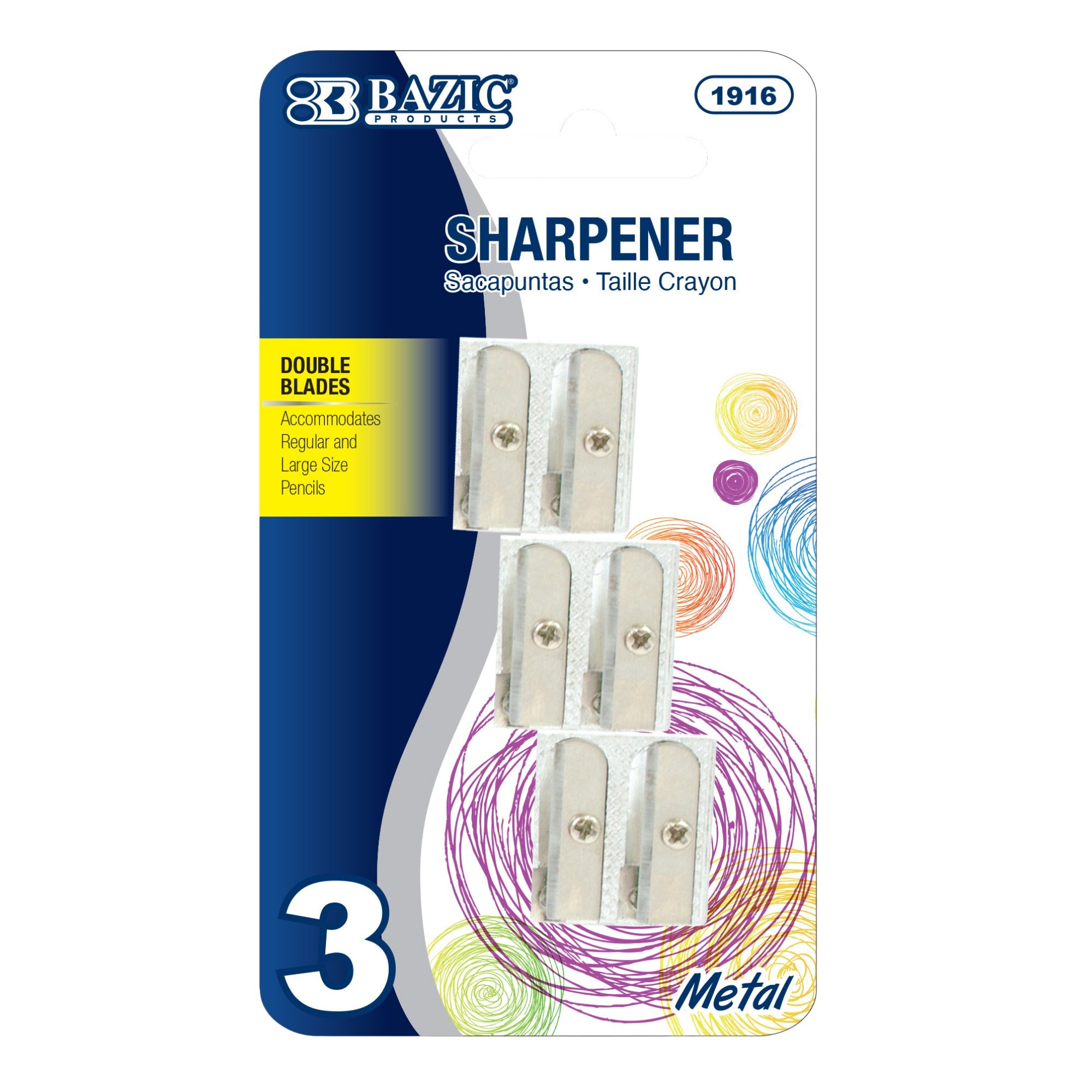 Dual Hole Metal Pencil Sharpener (3/Pack)