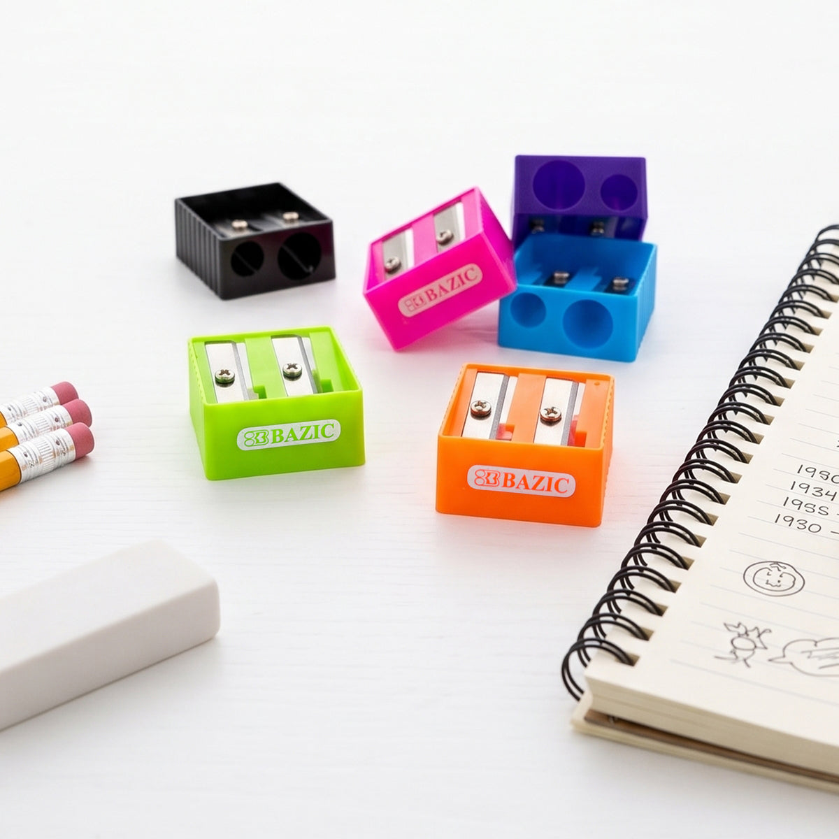 Cora Dual-Hole Pencil Sharpeners, 6 Count