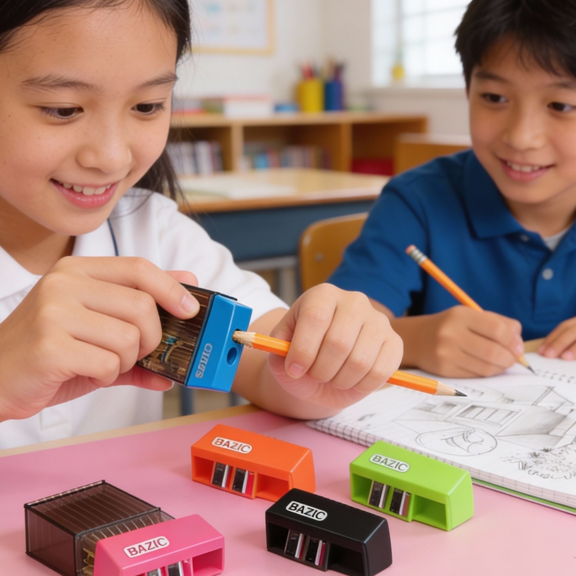 Harper Dual Hole Square Sharpener w/ Receptacle