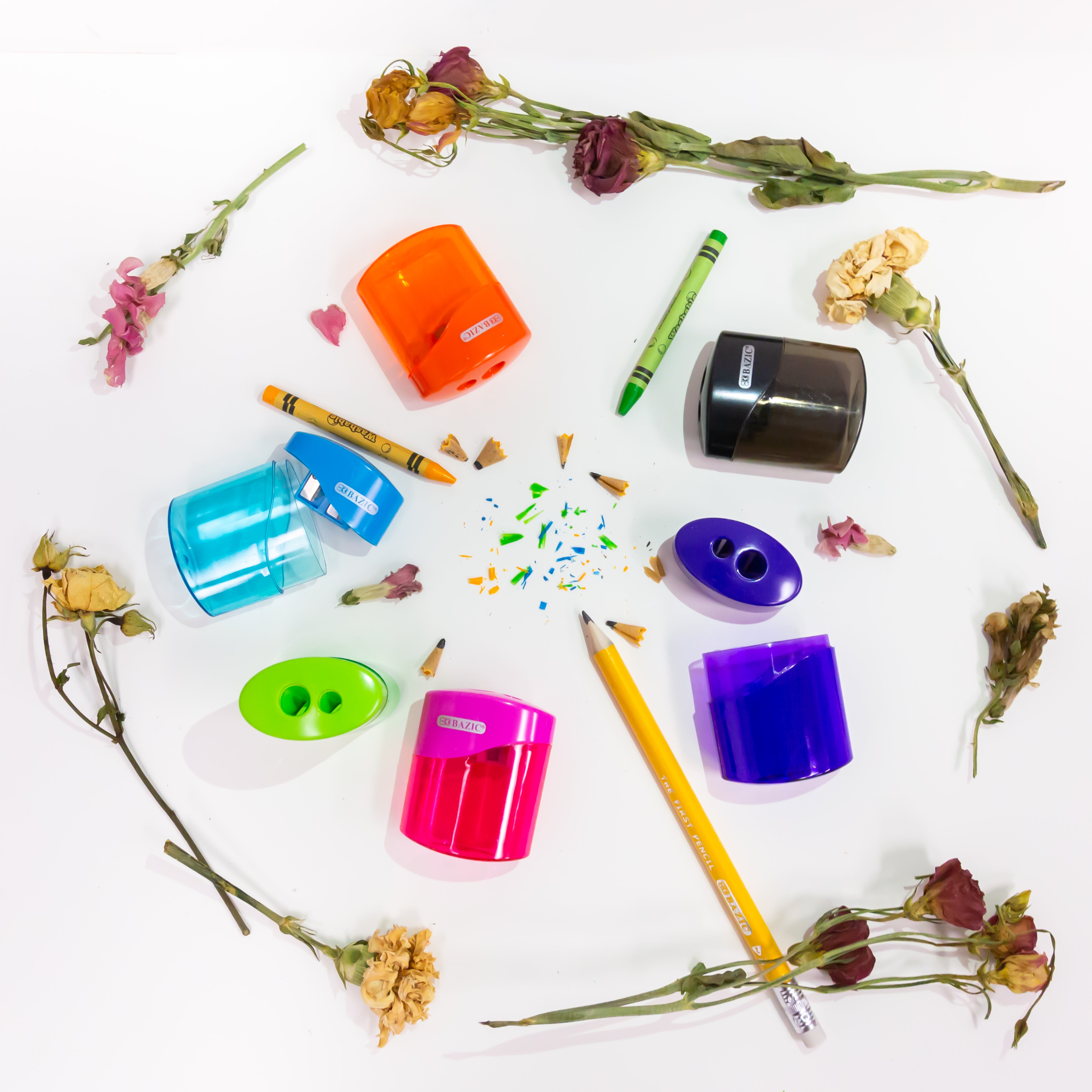 Sophie Dual-Hole Pencil Sharpeners, 2 Count, With Receptacle