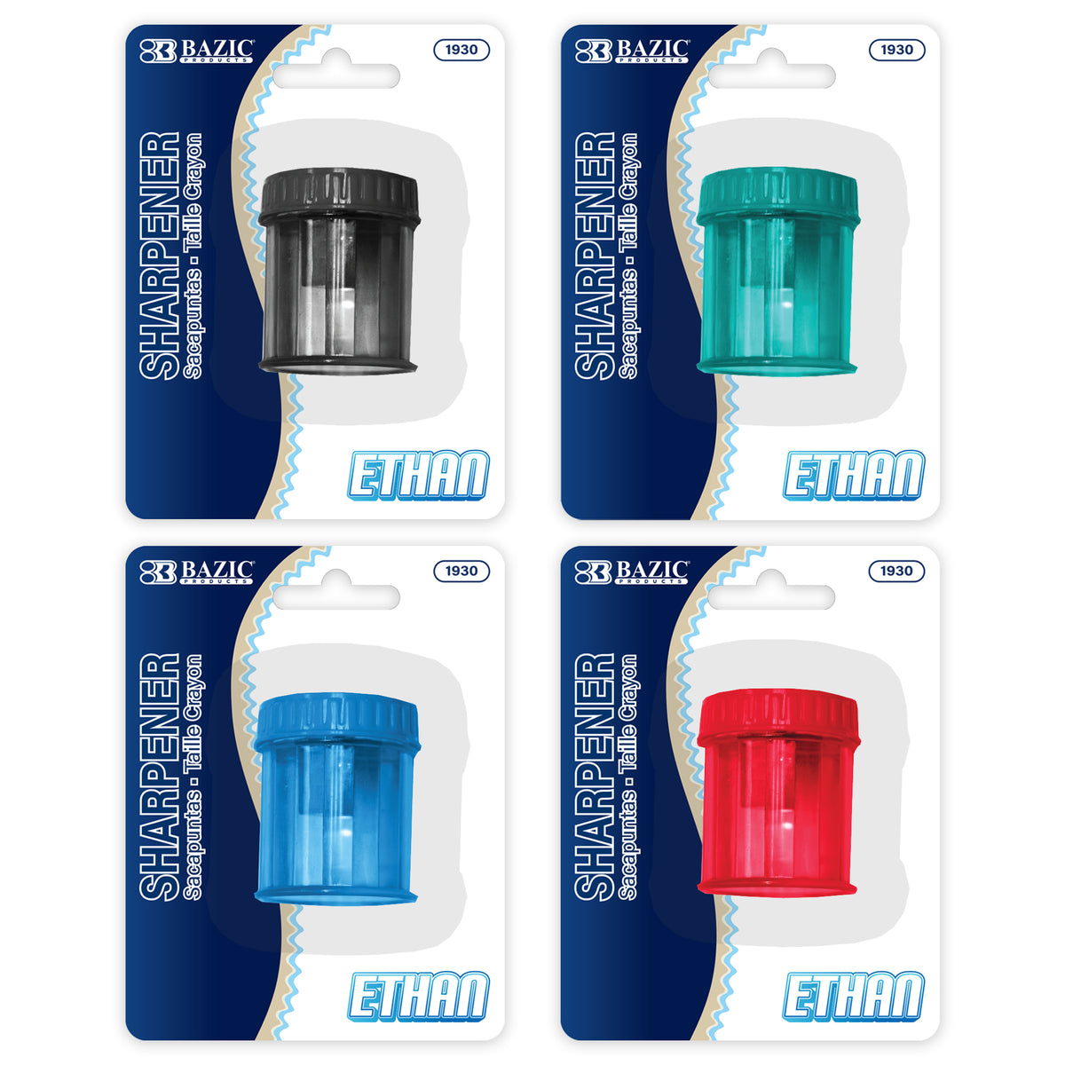 Single Hole Pencil Sharpener w/ Round Receptacle, Steel