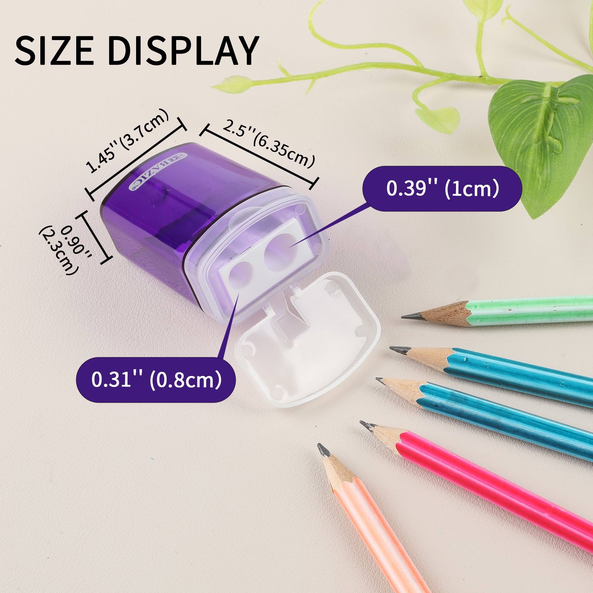 Pencil Sharpener, Dual Hole Manual, Assorted Colors