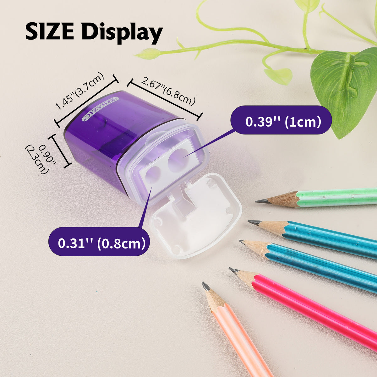 Dual Hole Pencil Sharpener with Lid and Receptacle, Steel