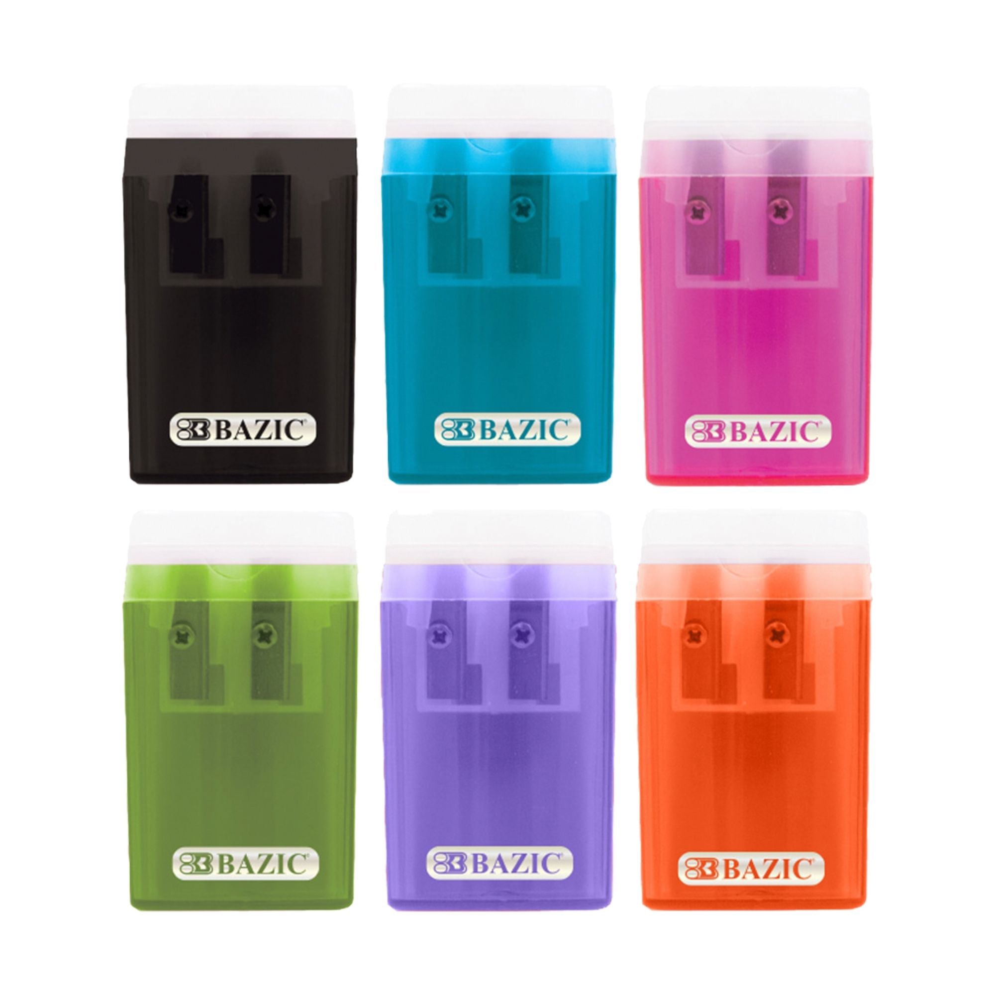 Pencil Sharpener, Dual Hole Manual, Assorted Colors