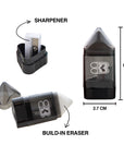 Rex Sharpener w/ Receptacle + Eraser (2/Pack)