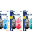 Rex Sharpener w/ Receptacle + Eraser (2/Pack)