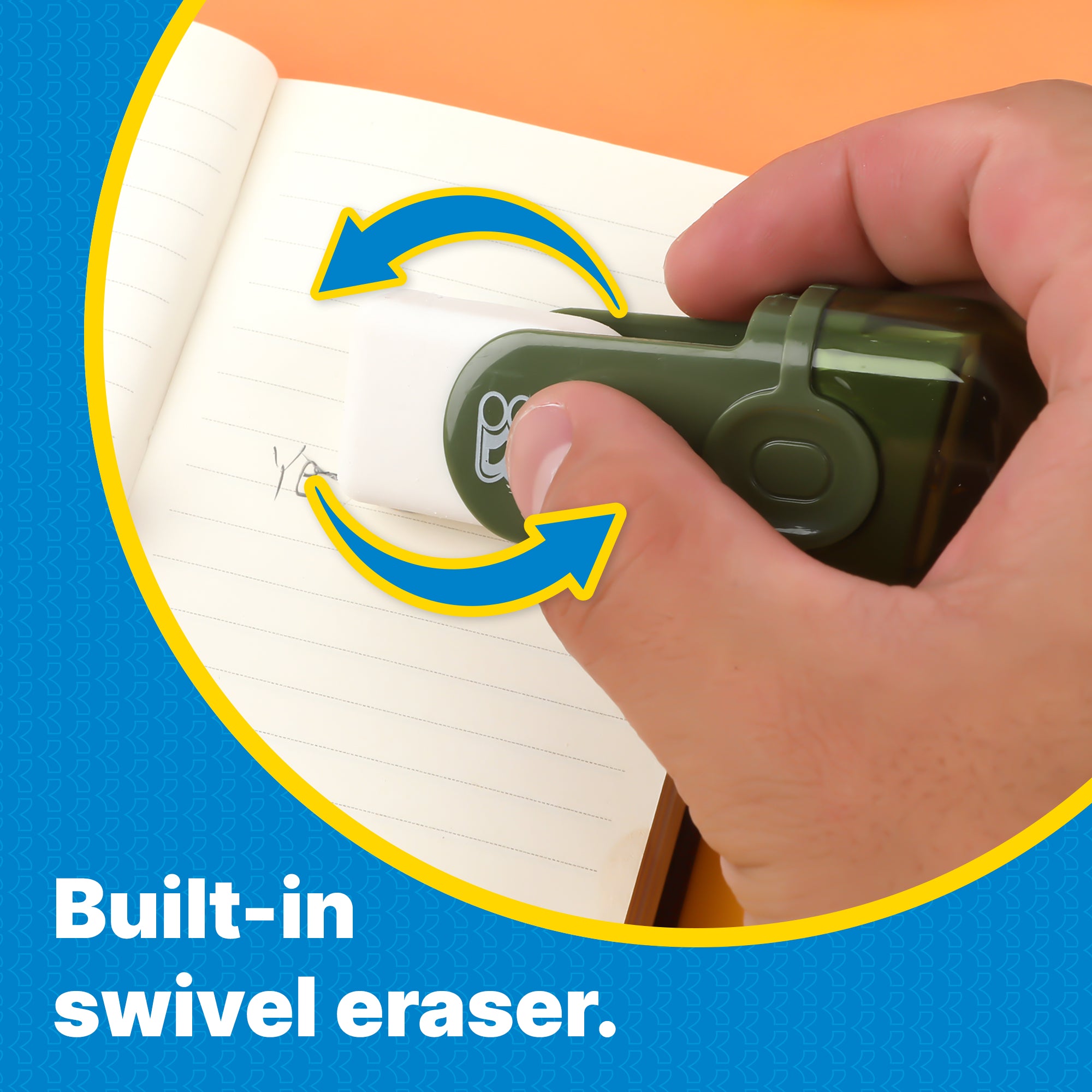 Single Hole Pencil Sharpener with Eraser, Steel Blade