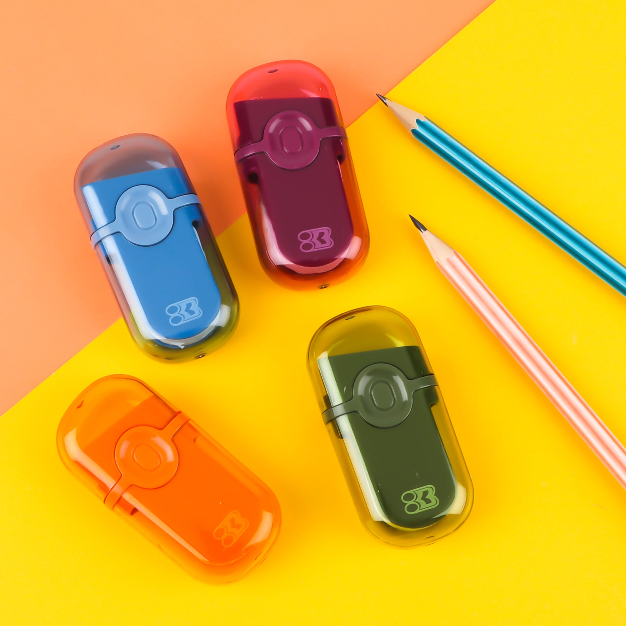 Single Hole Pencil Sharpener with Eraser, Steel Blade