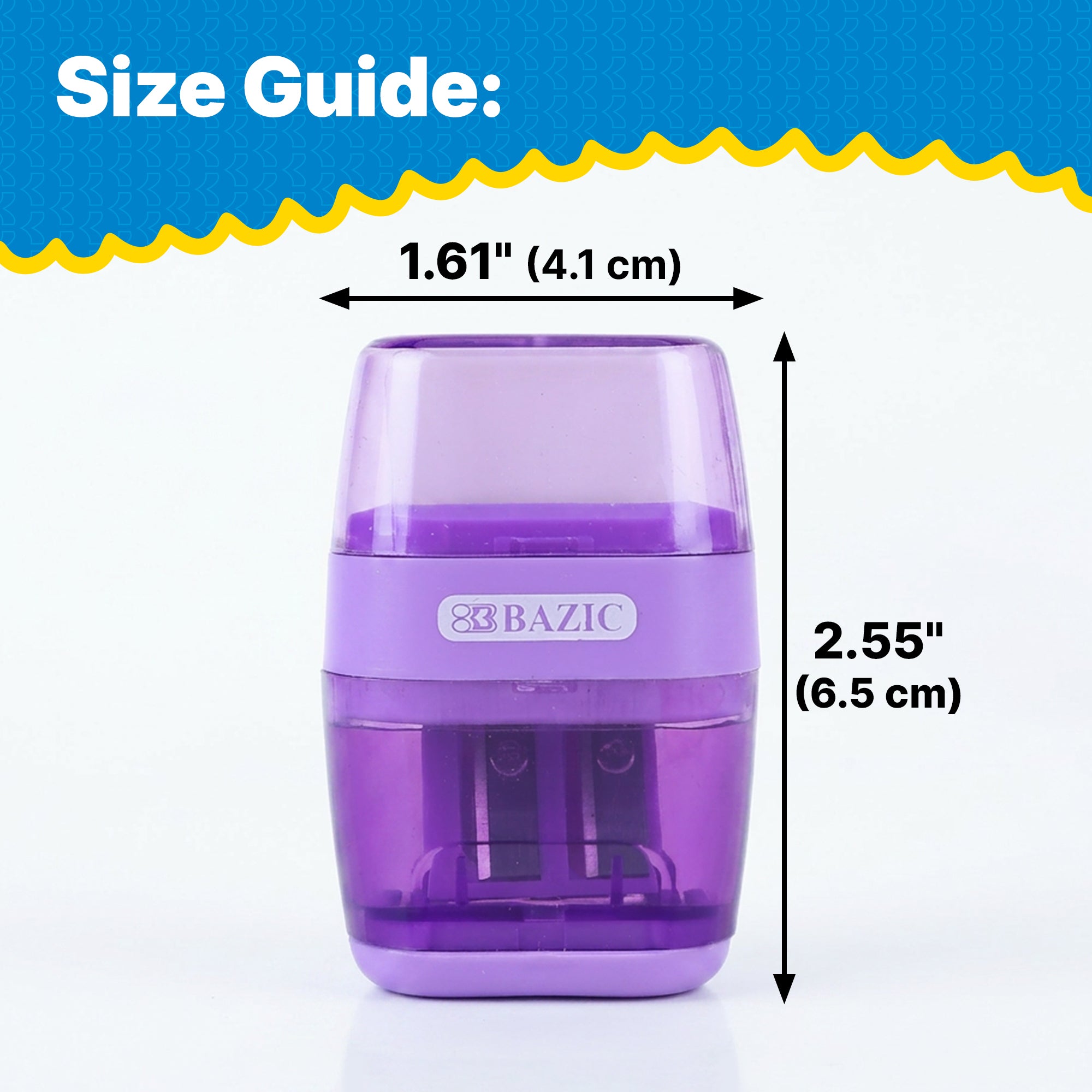 Dual Hole Pencil Sharpener w/ Eraser & Square Receptacle