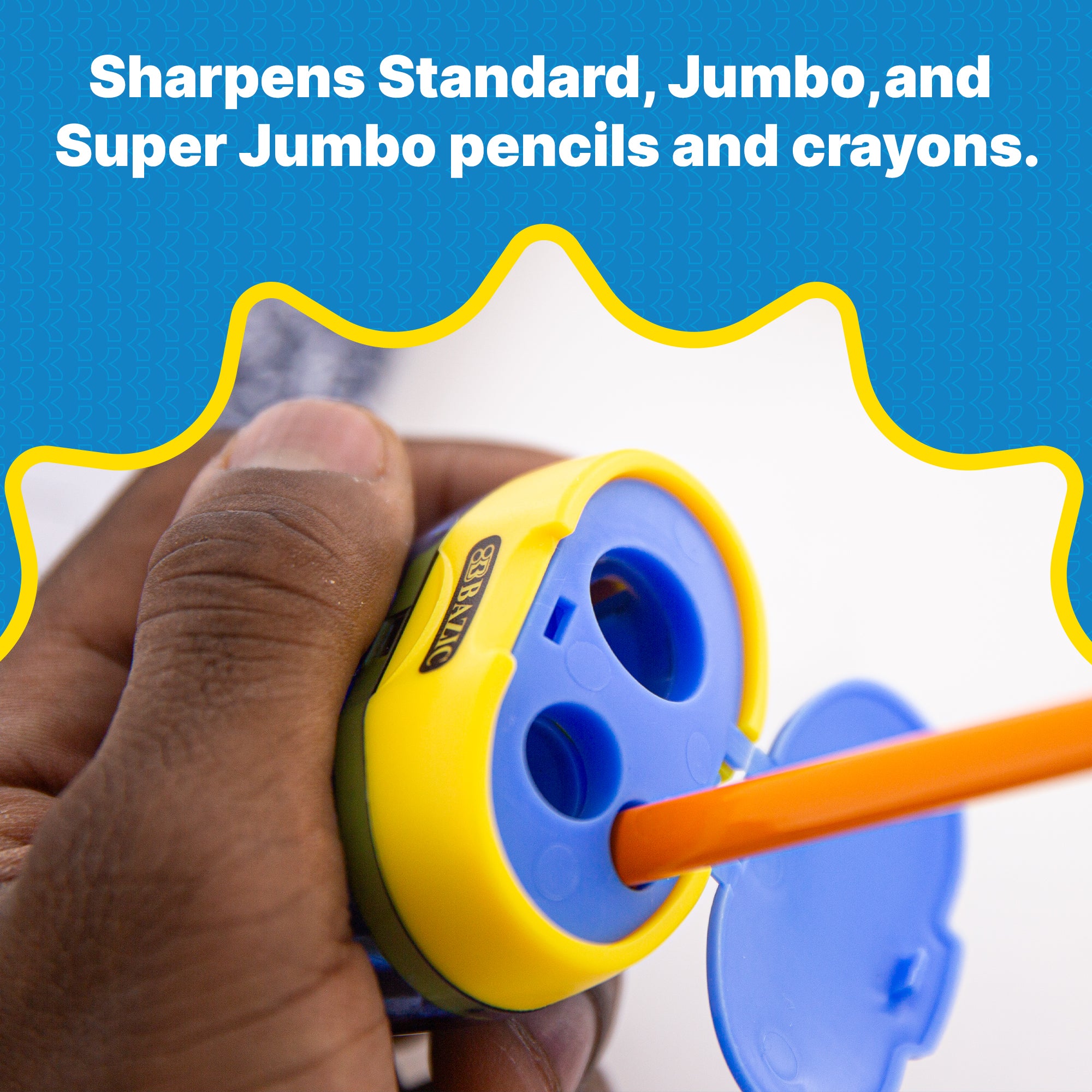 Triple Hole Pencil Sharpener w/ Receptacle, Standard Jumbo