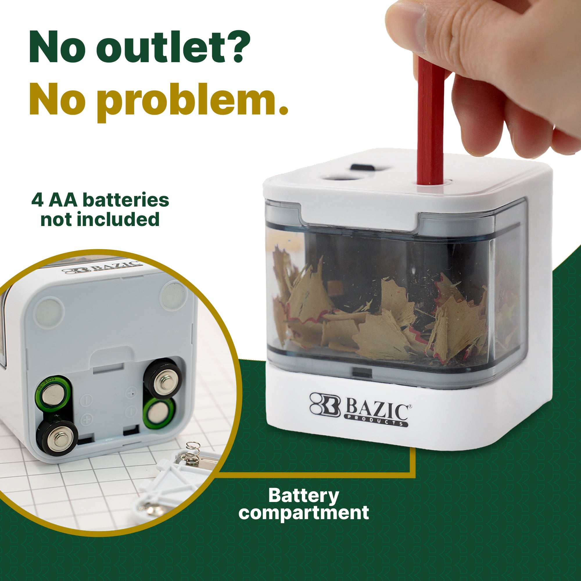 Battery Powered Dual-Hole Pencil Sharpeners, 1 Count