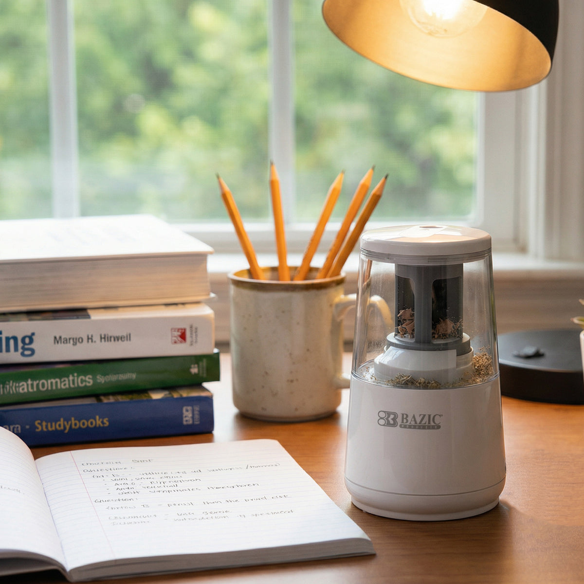 Electric Pencil Sharpener, Battery or AC Power, Receptacle