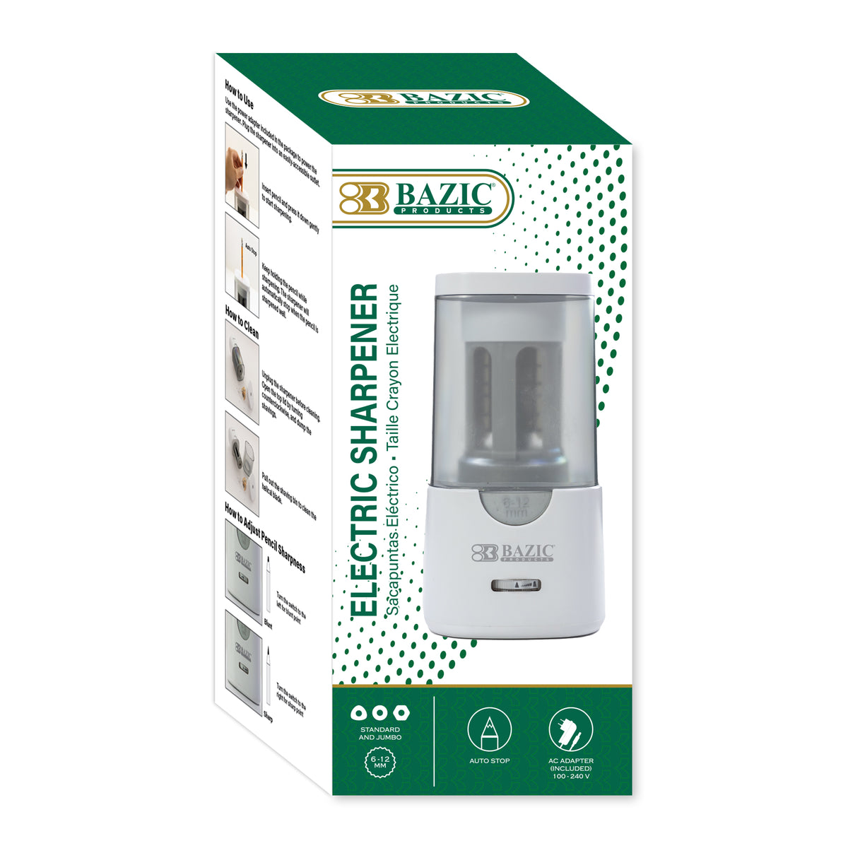 Electric Pencil Sharpener for Standard & Jumbo, 6-12mm