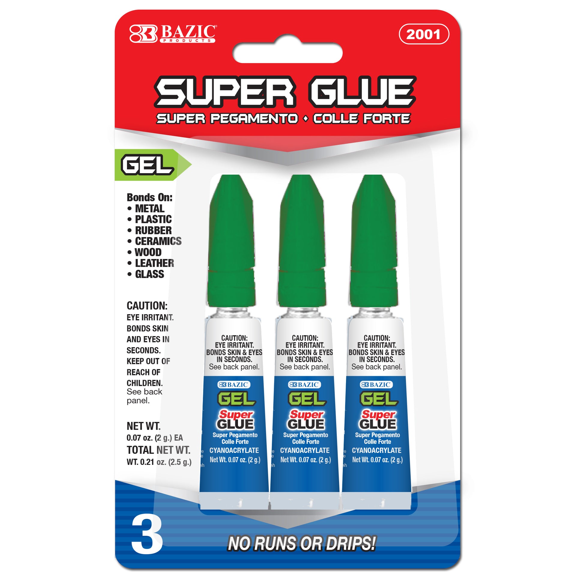 0.07 oz (2g) Super Glue Gel (3/Pack)