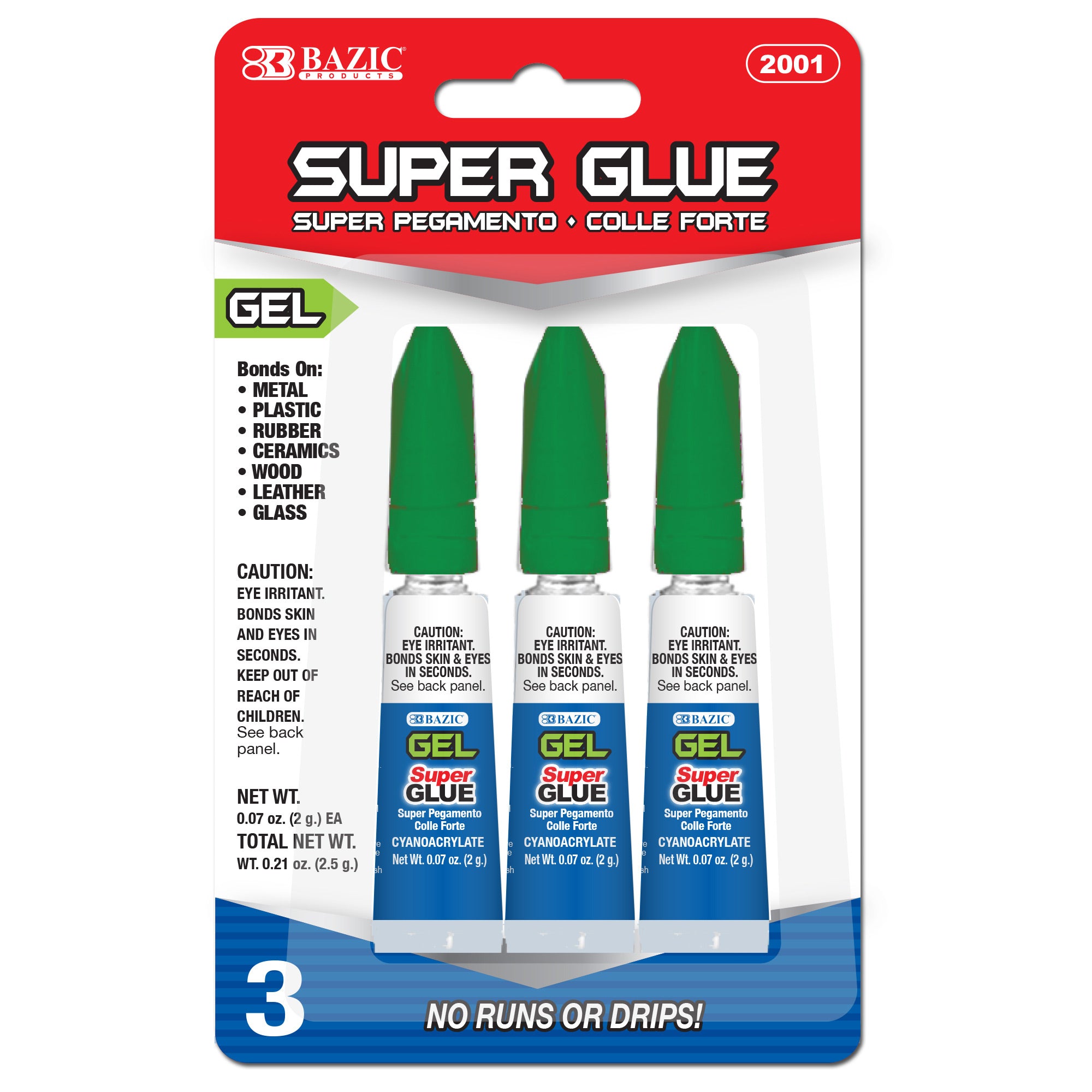 Super Glue Gel 0.07 oz (2g)(3/Pack)