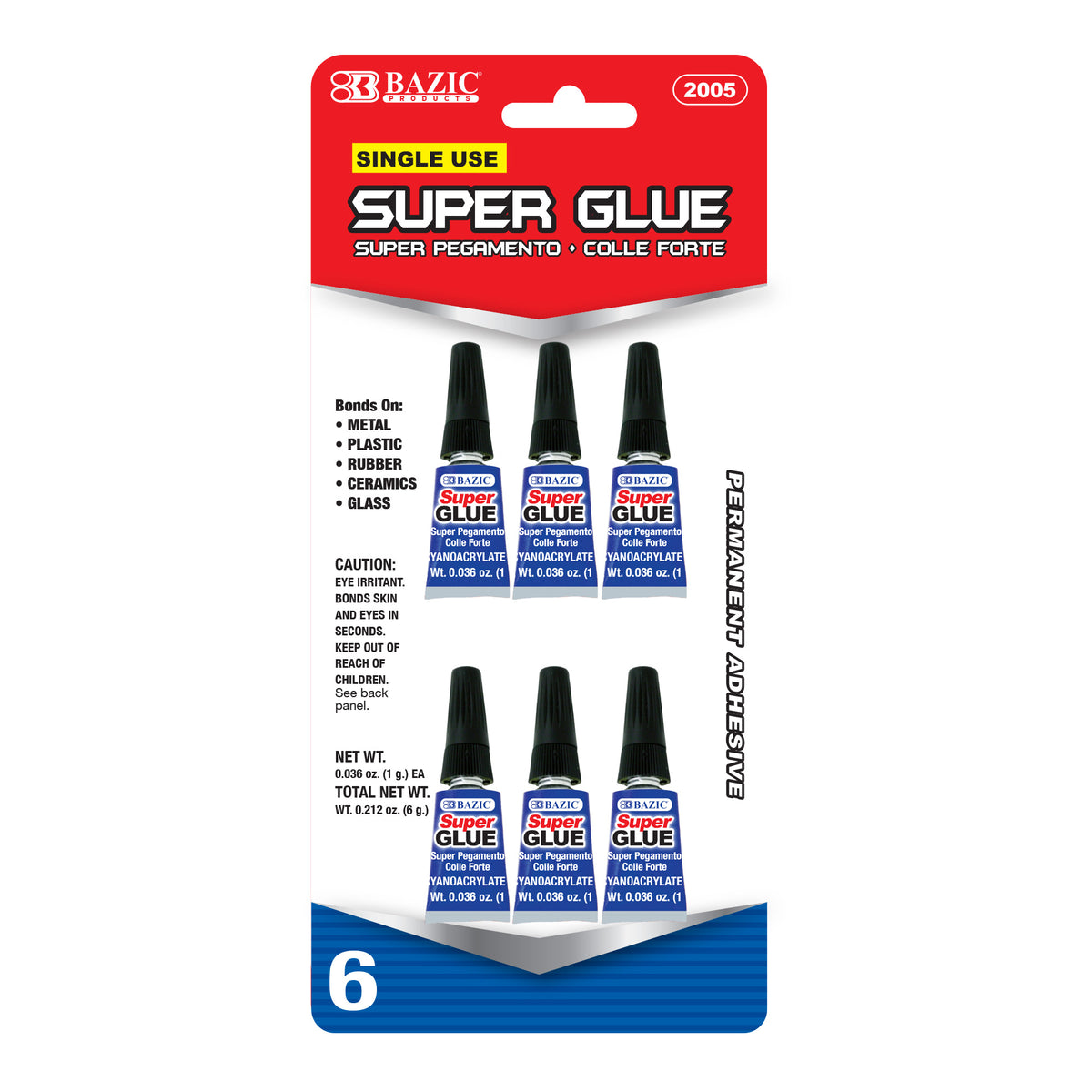 0.036 oz (1g) Single Use Super Glue (6/Pack)