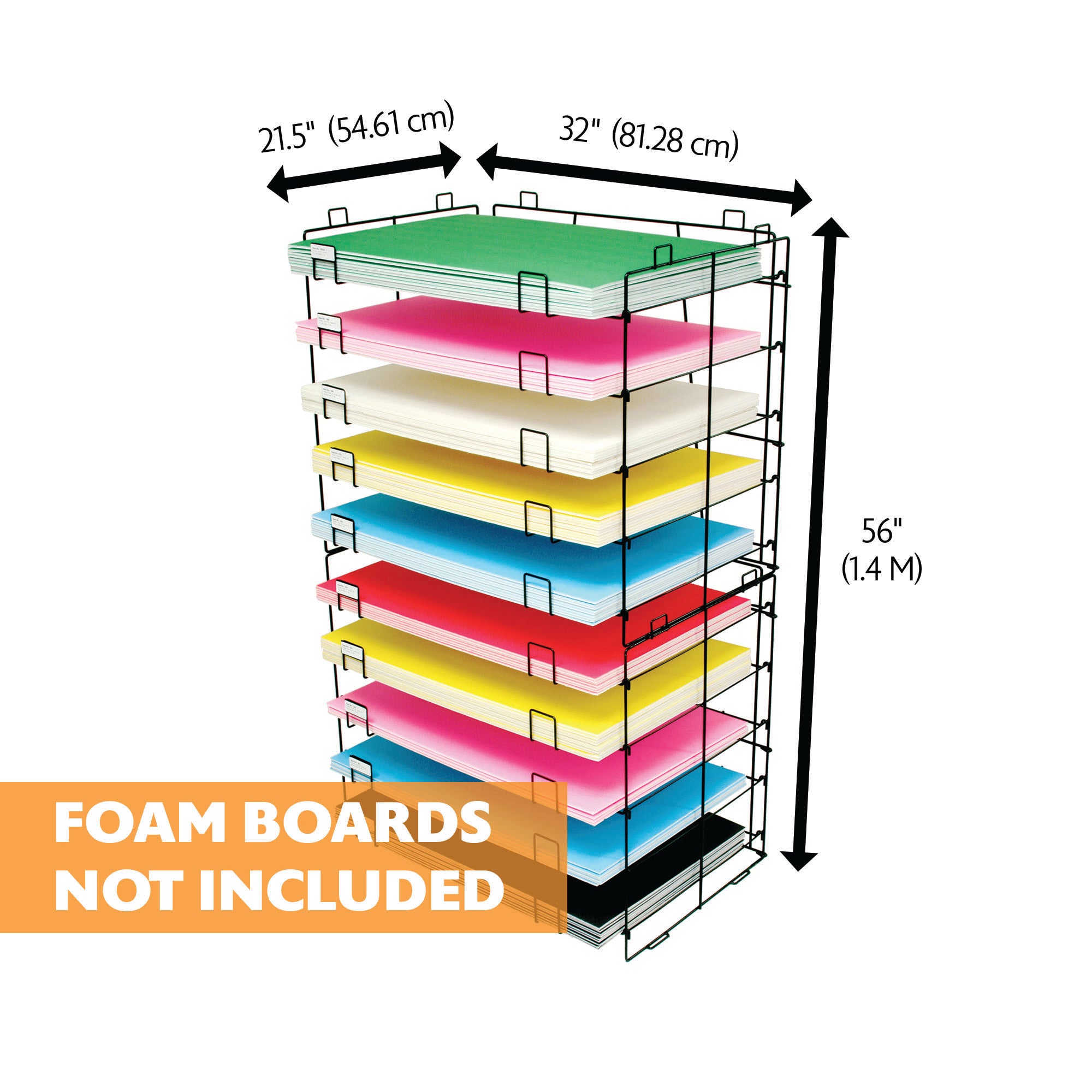Art Storage Rack, 10 Slots, Metal, Foam Boards Not Included