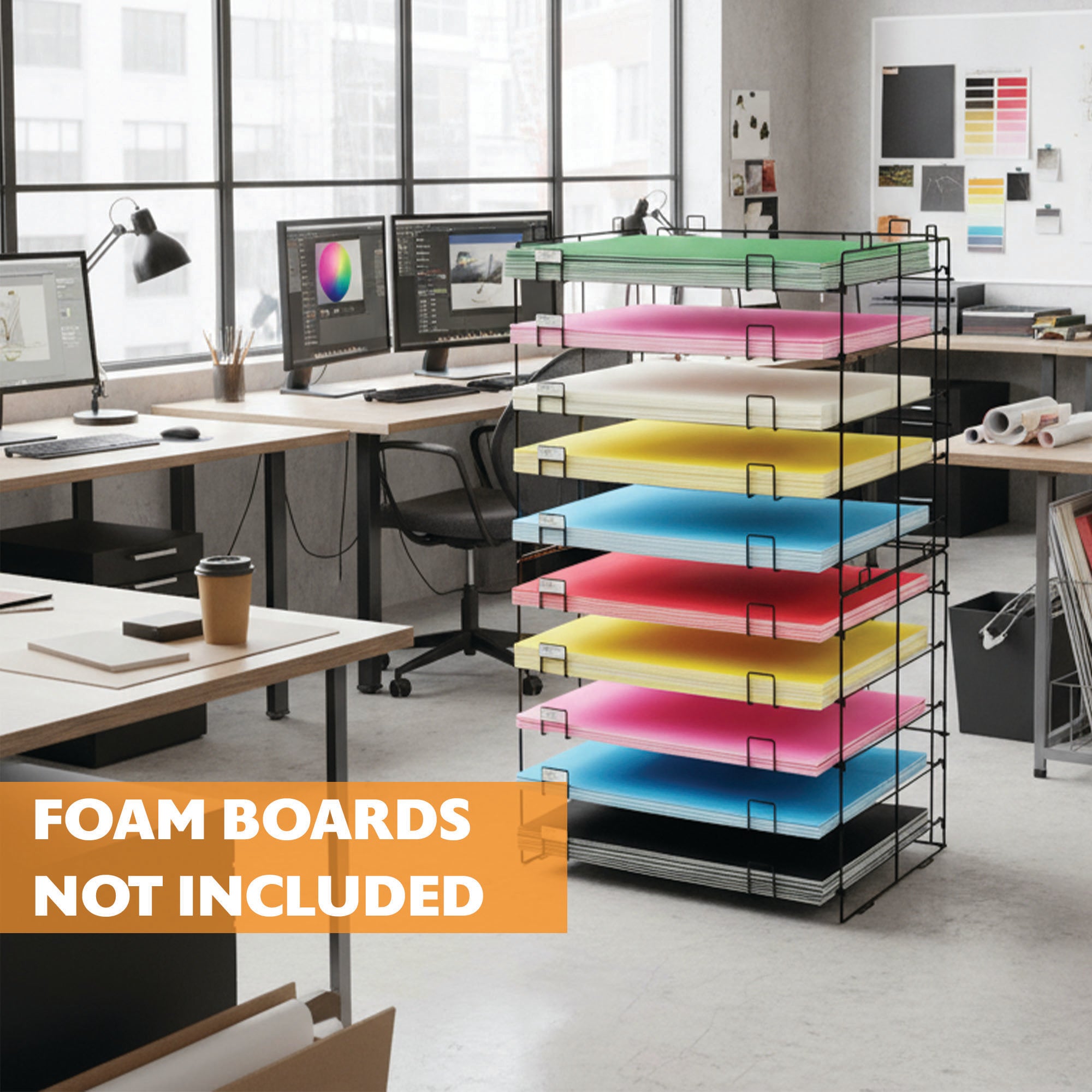 Art Storage Rack, 10 Slots, Metal, Foam Boards Not Included