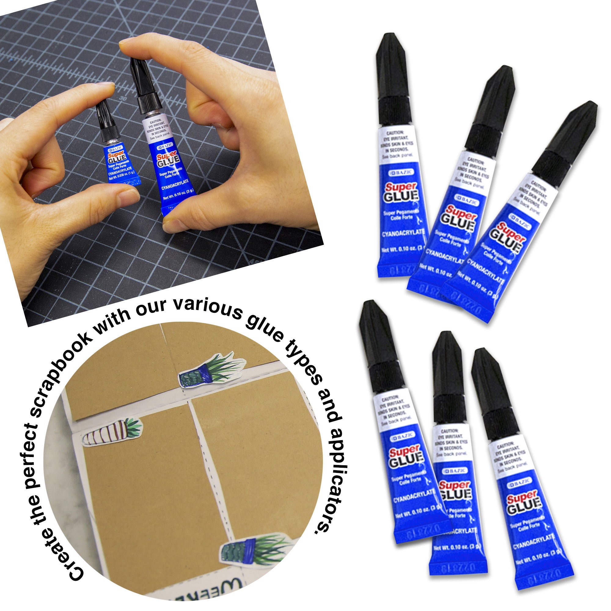 Super Glue, 0.10 oz, 4 Count, for Repairs Crafts Bonding