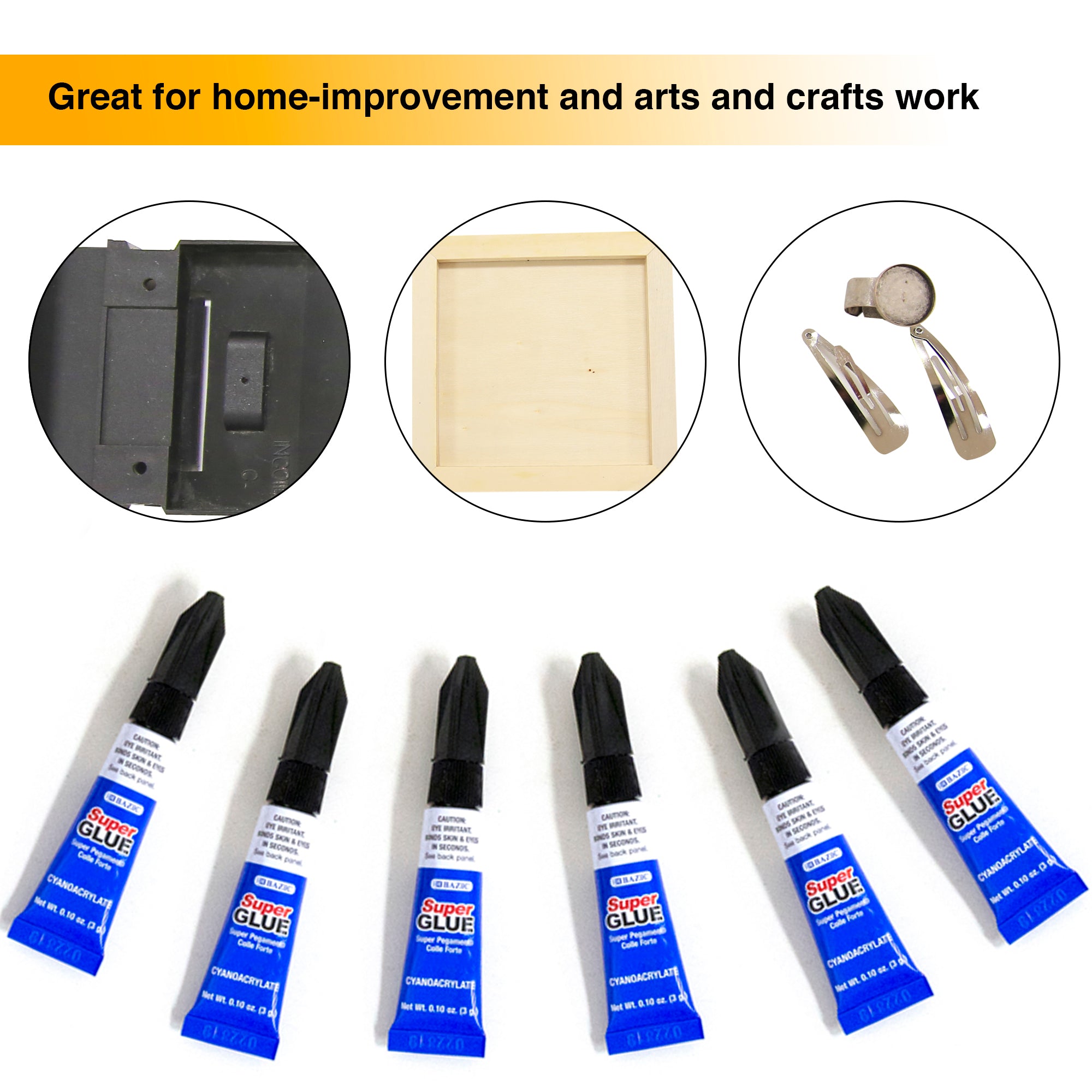 Super Glue, 3g Tubes, Permanent Adhesive, 6-Count