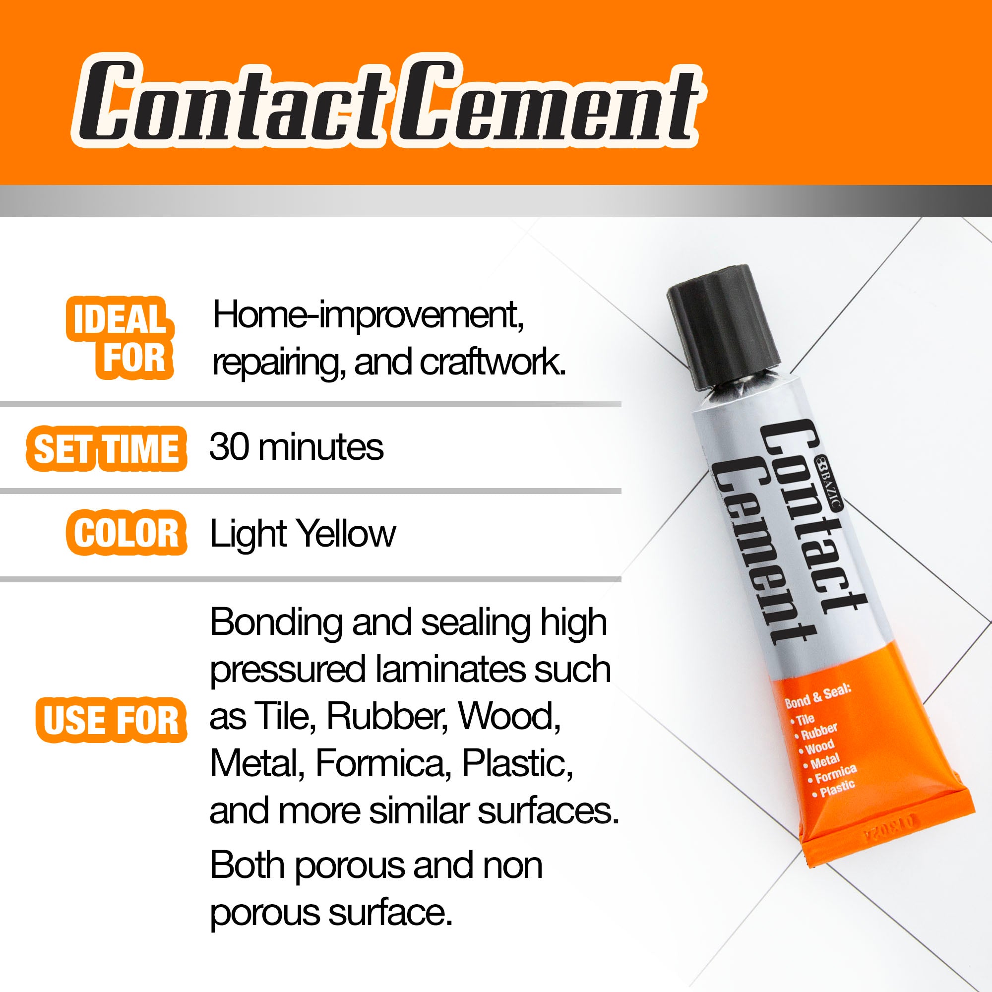 Contact Cement, 1 fl oz, for Tile Rubber Wood