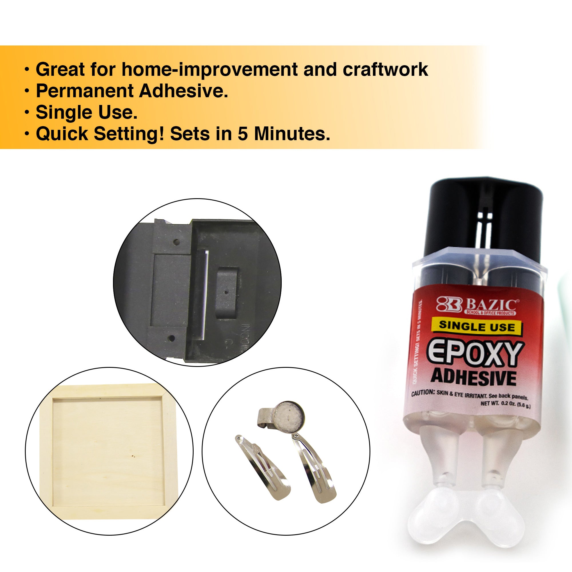 Epoxy Glue, 0.2 oz, Syringe Applicator, Dual-Syringe Epoxy