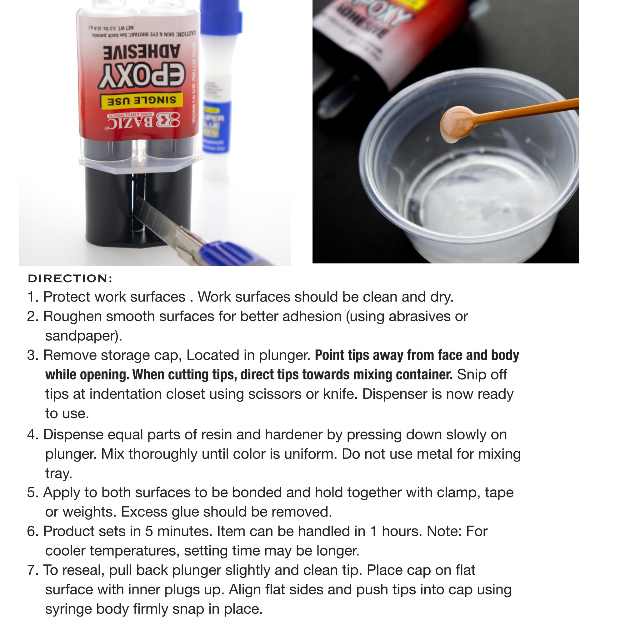 Epoxy Glue, 0.2 oz, Syringe Applicator, Dual-Syringe Epoxy