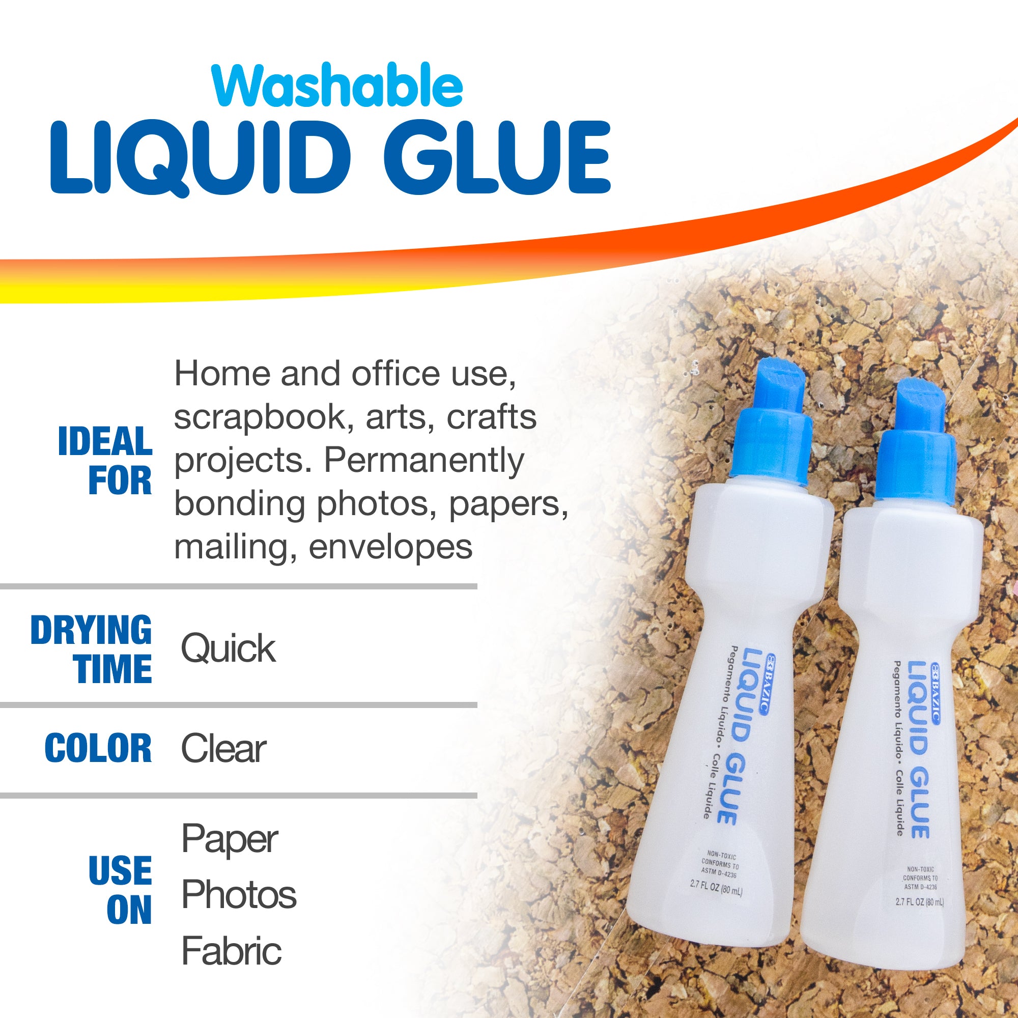 Clear School Glue, 2.7 fl oz, for School Crafts Slime
