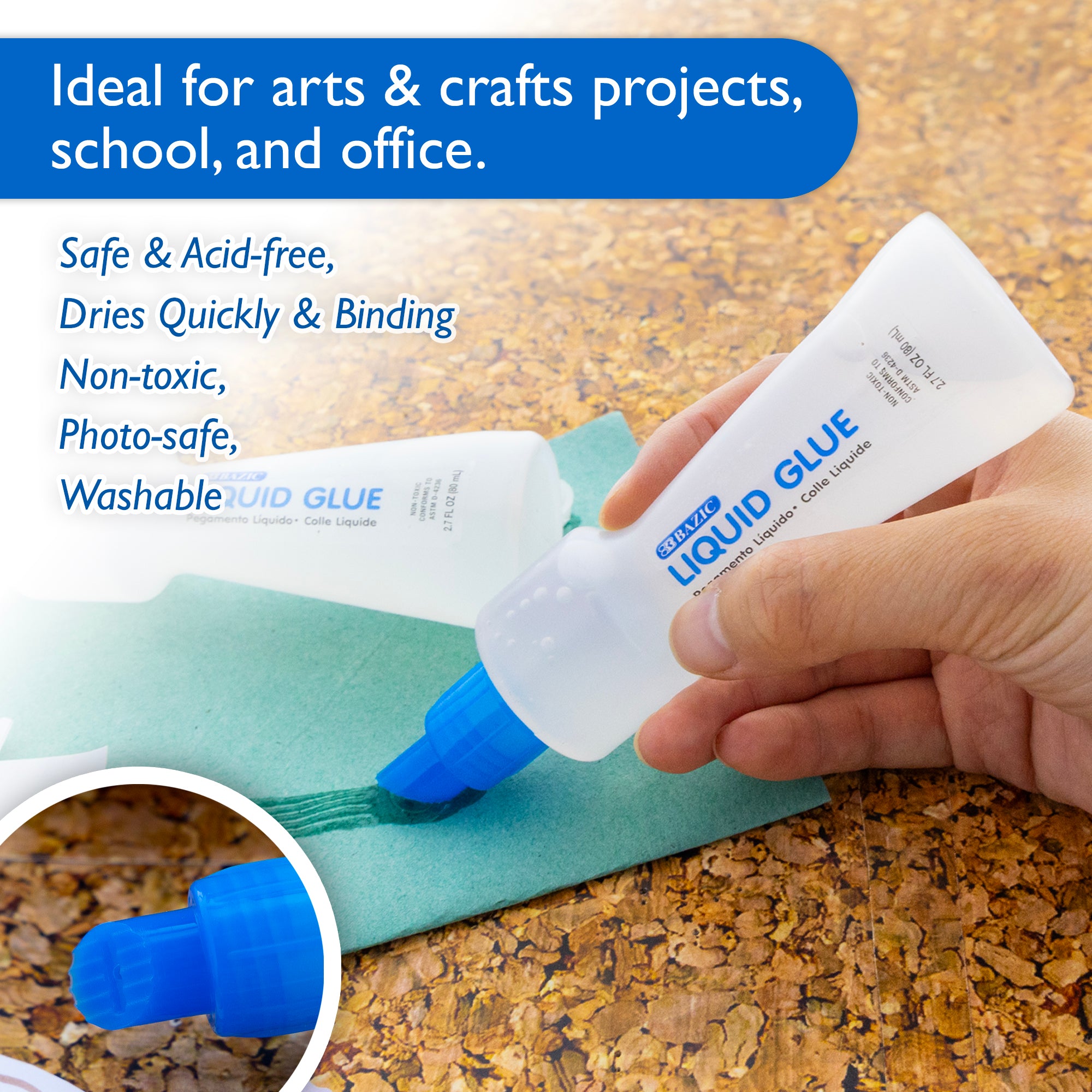 Clear School Glue, 2.7 fl oz, for School Crafts Slime