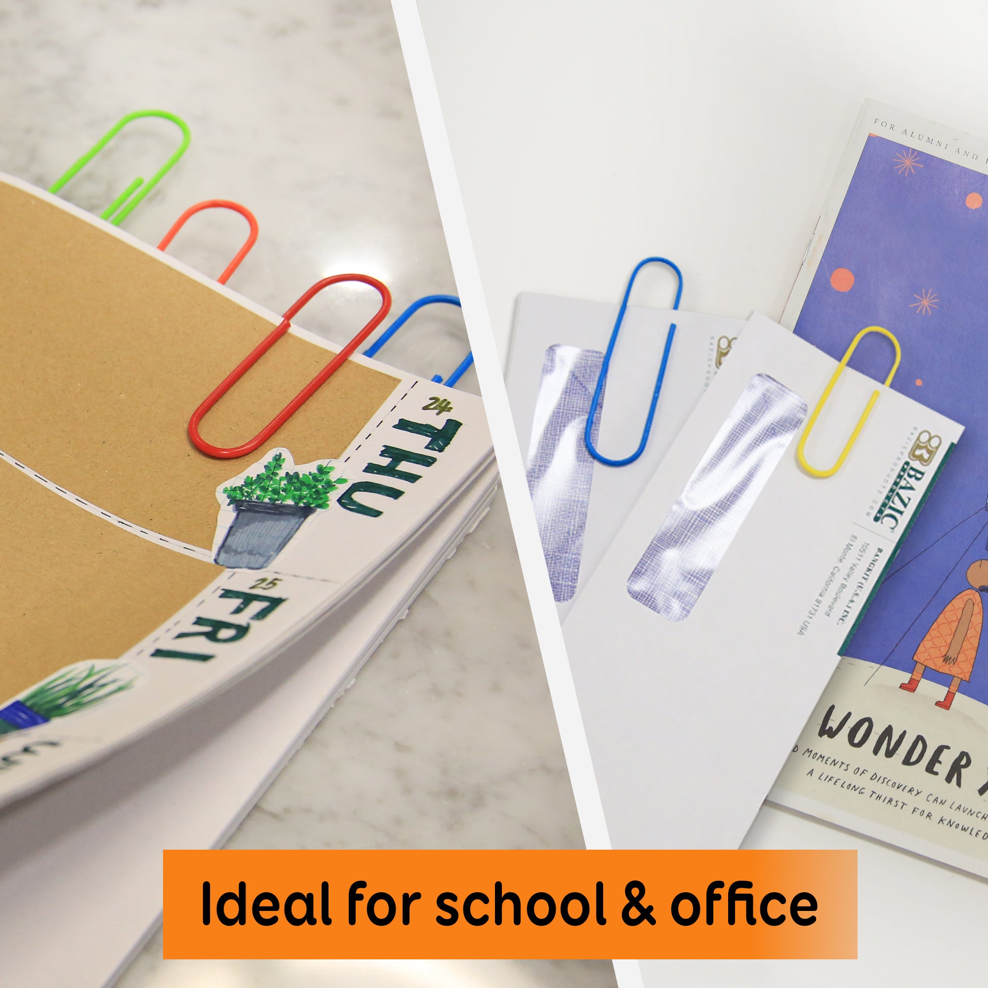 Assorted Color Paper Clips, Mega 100 mm, 10 Count