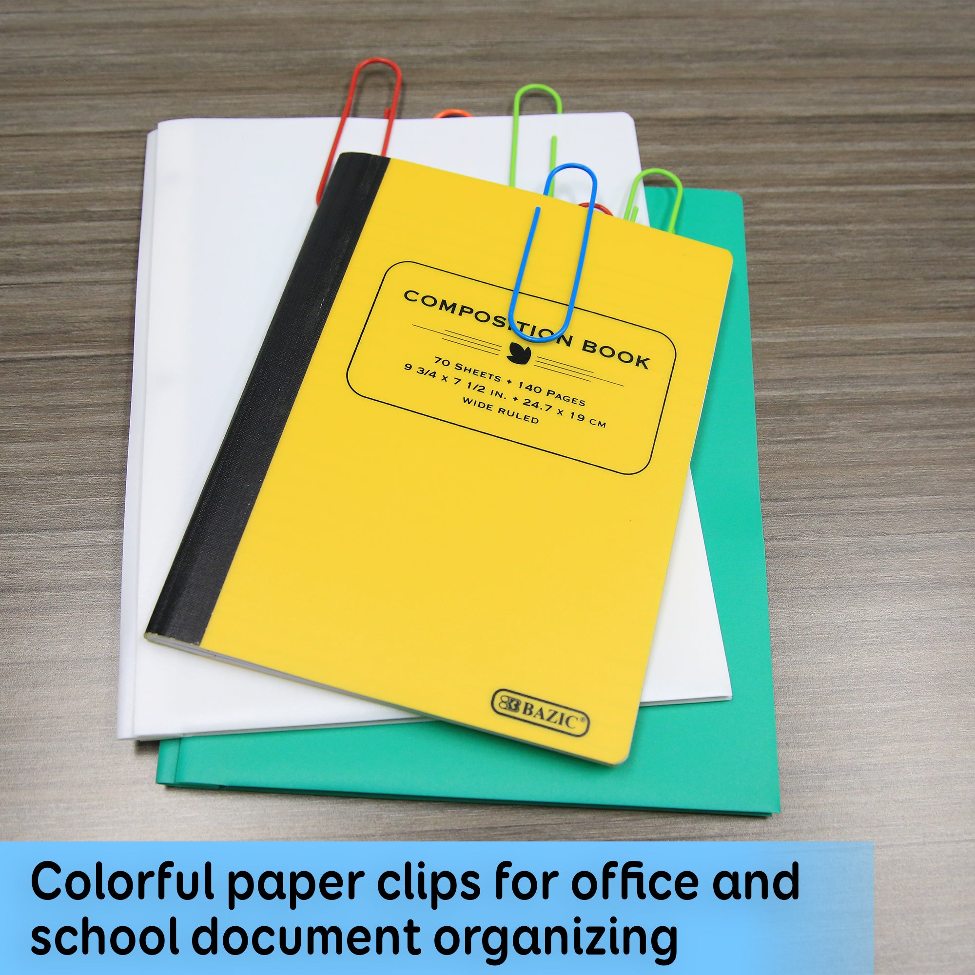Assorted Color Paper Clips, Mega 100 mm, 10 Count