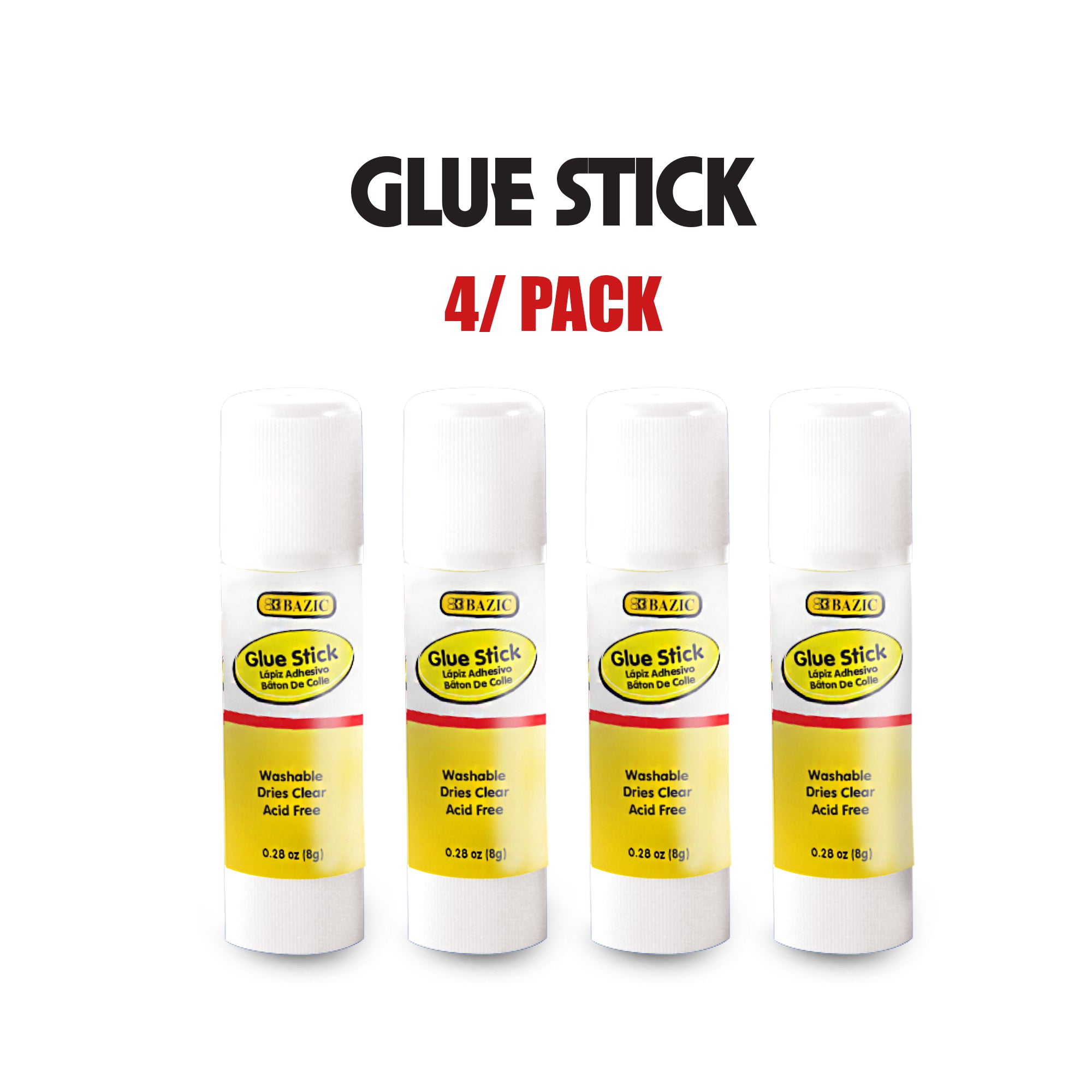Washable Glue Sticks, 0.28 oz, 4 Count