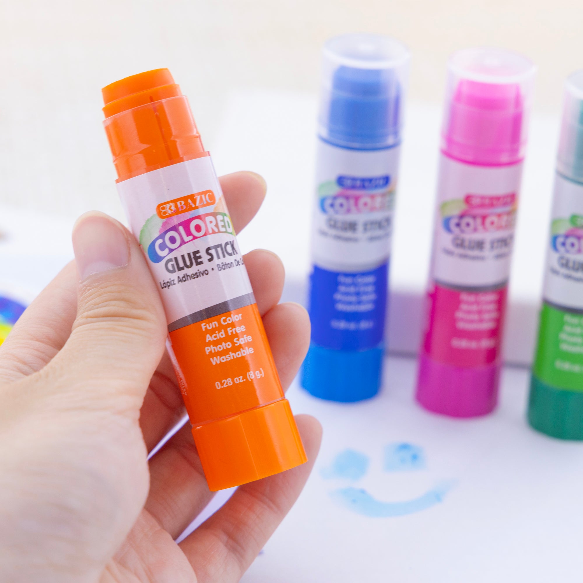 Washable Colored Glue Sticks, 0.28 oz, 4 Count