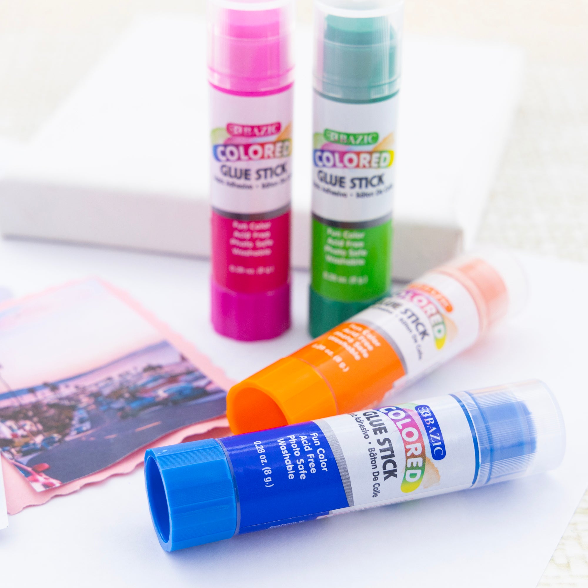 Washable Colored Glue Sticks, 0.28 oz, 4 Count