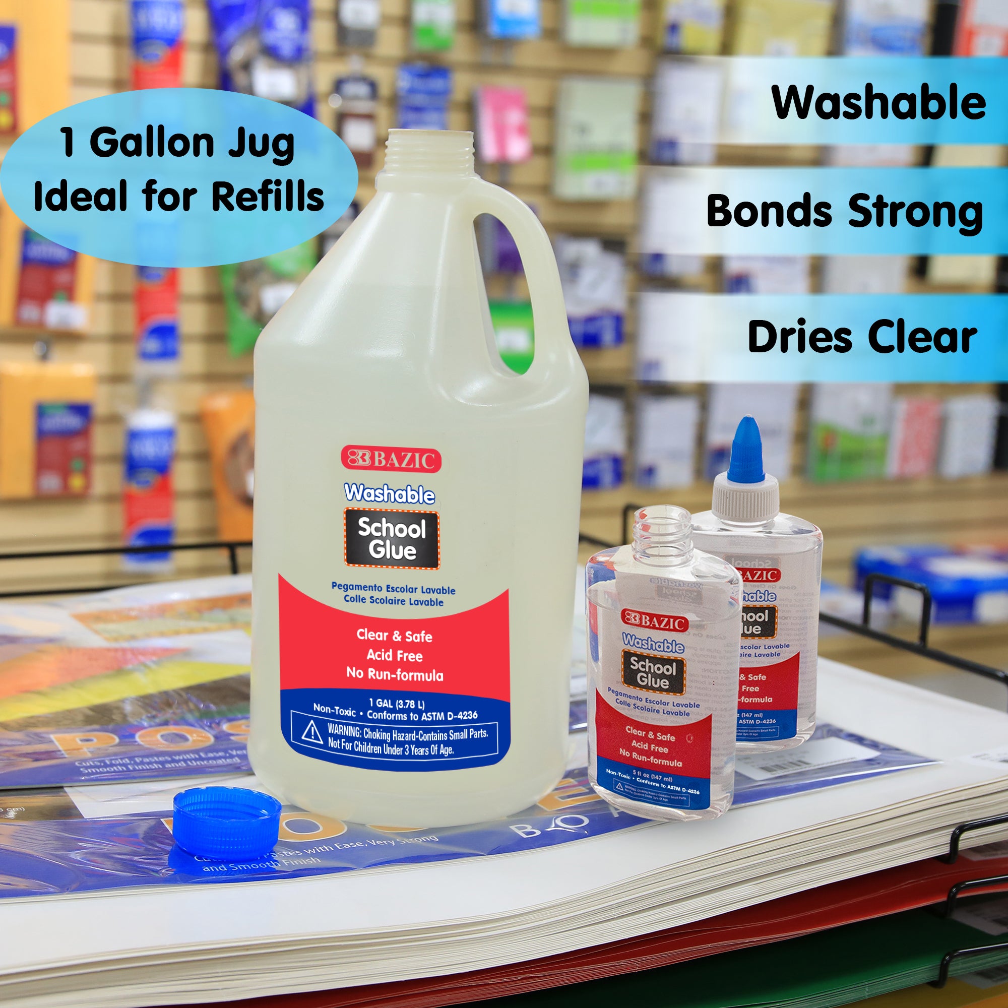 Washable Clear School Glue, 1 Gallon