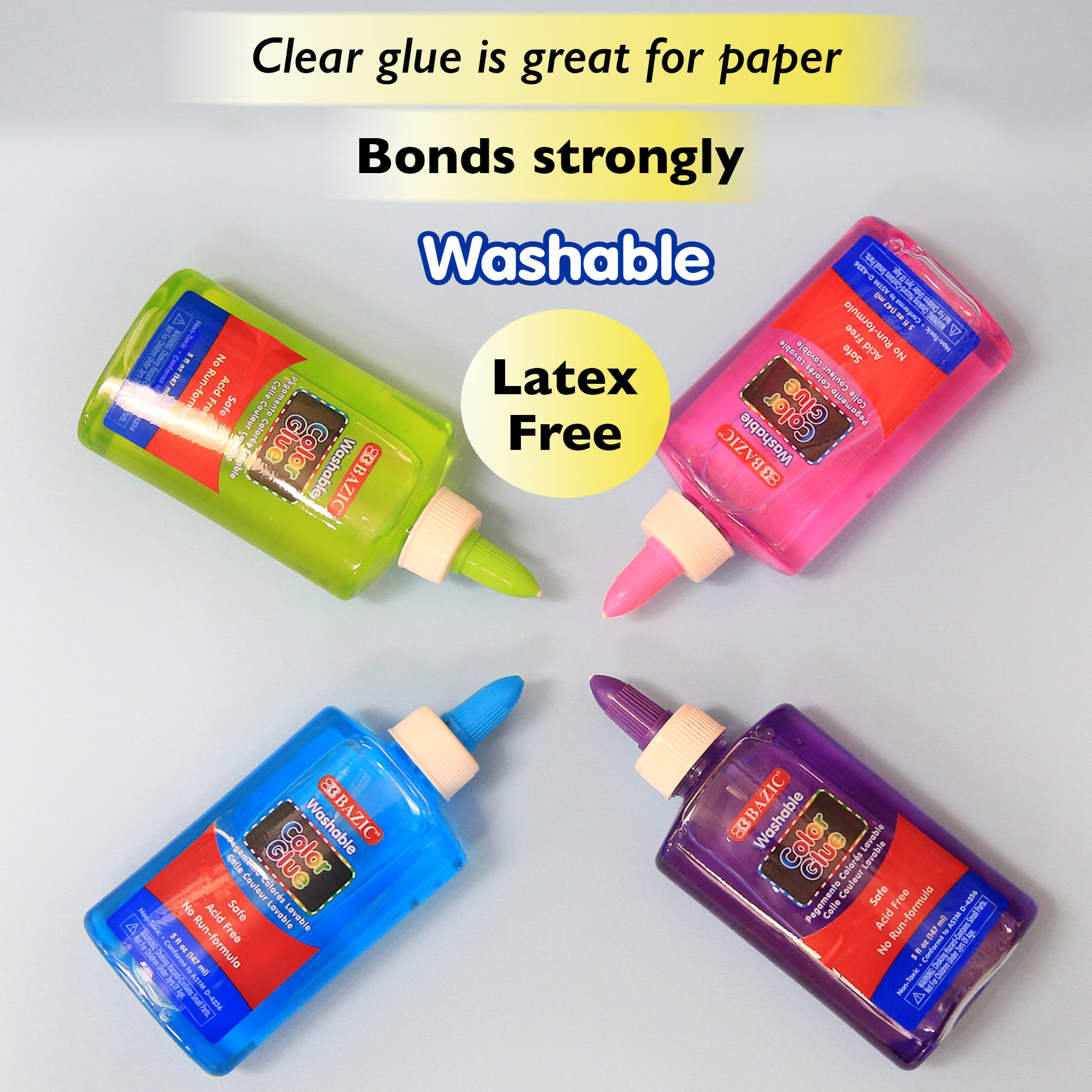 Washable Clear Color Glue, 5 fl oz, for School Crafts Slime