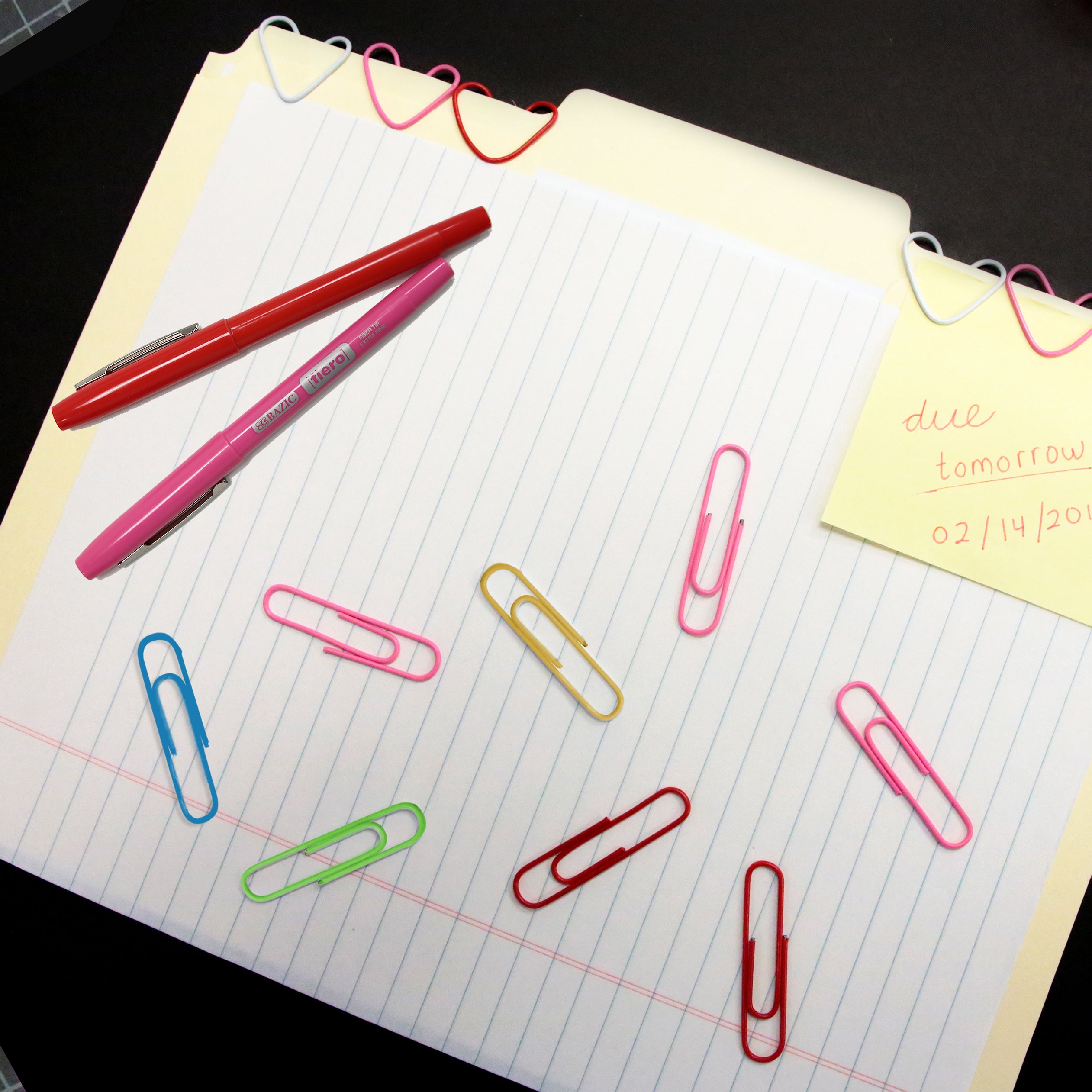 Jumbo (50mm) Color Paper Clips (100/Pack)