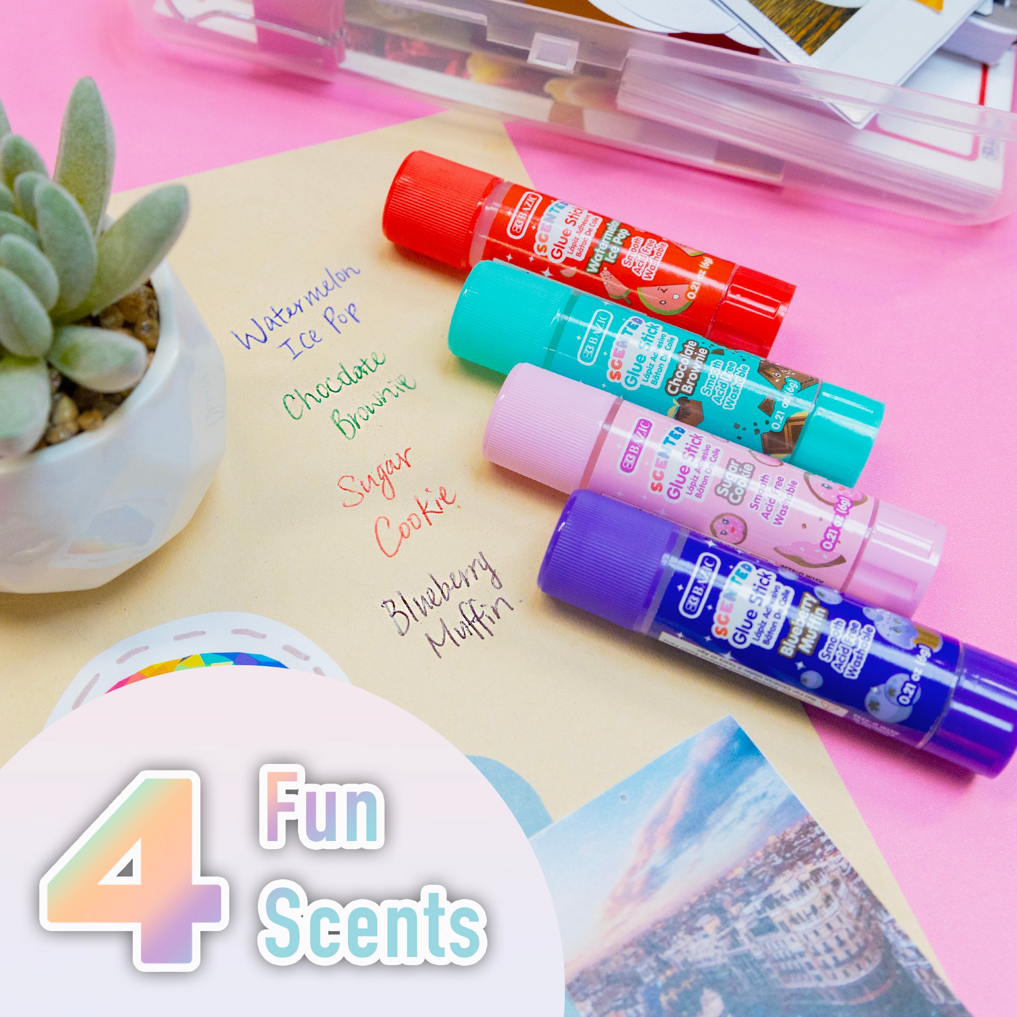 Washable Scented Glue Sticks, 0.21 oz, 4 Count
