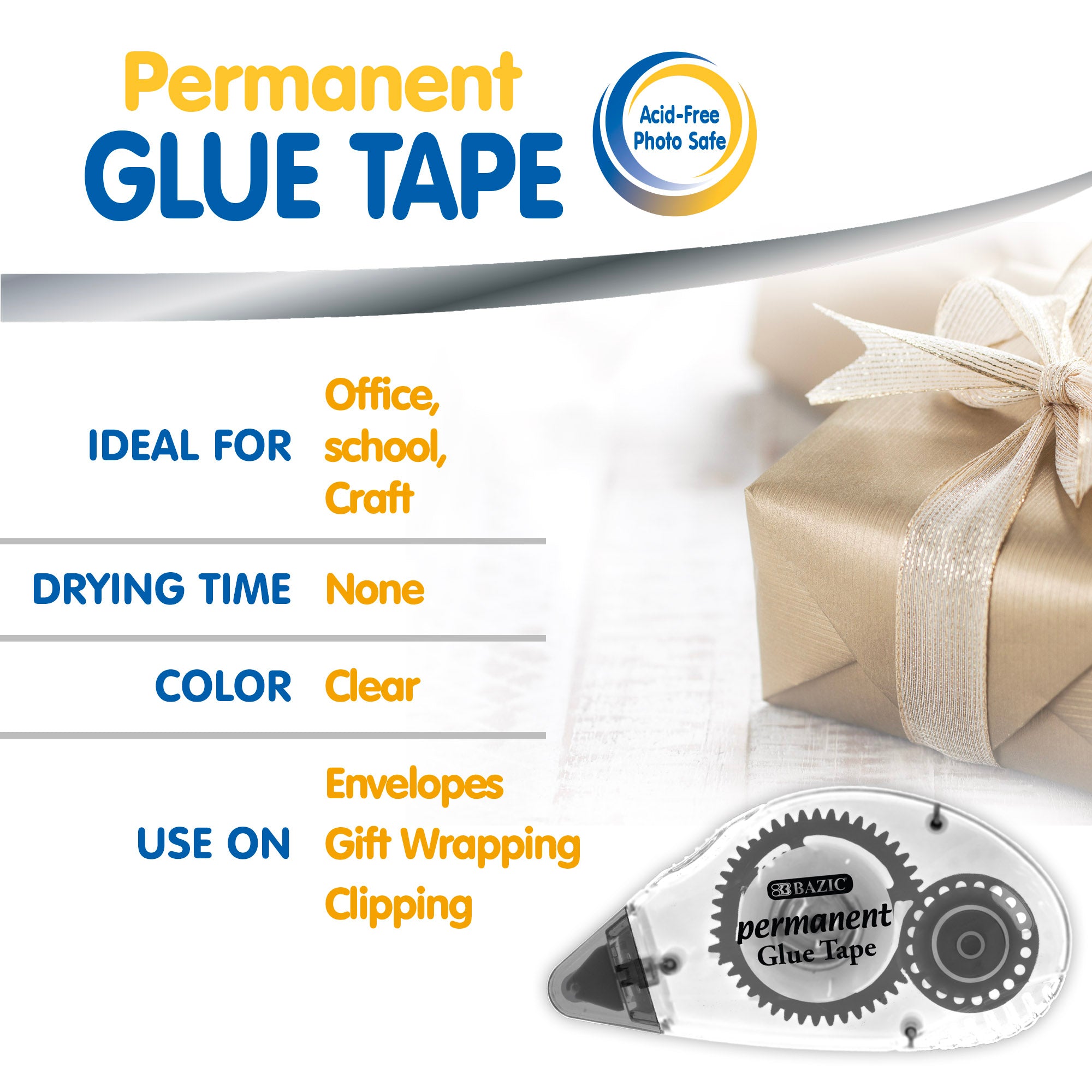 Permanent Glue Tape, Double Sided, 8 mm x 8 m
