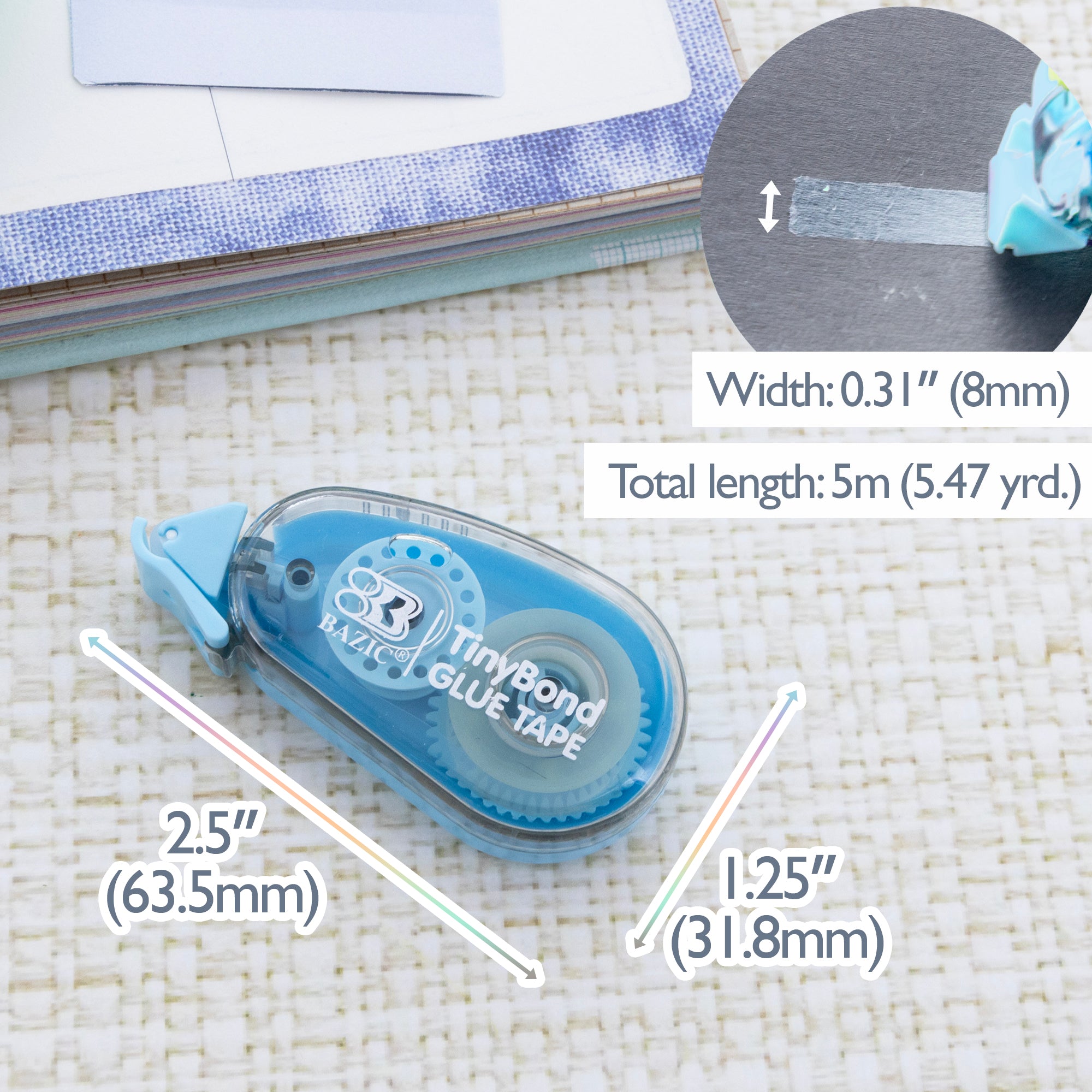TinyBond Permanent Glue Tape, 8 mm x 5 m, Double-Sided