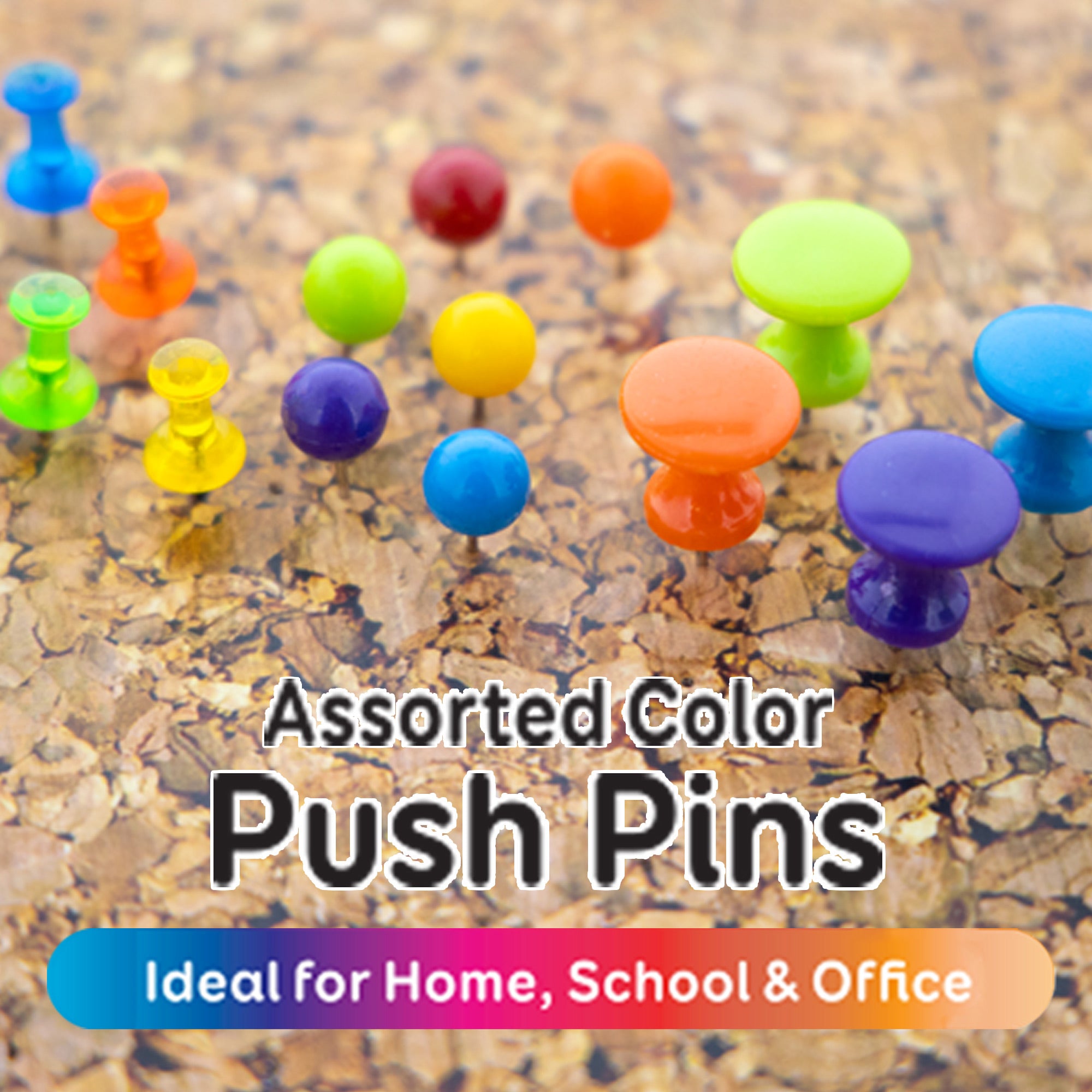 Round Push Pins, Assorted Colors