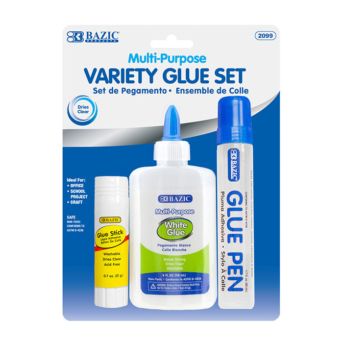 Clear Glue &amp; White Glue &amp; Glue Stick Sets (3/Pack)