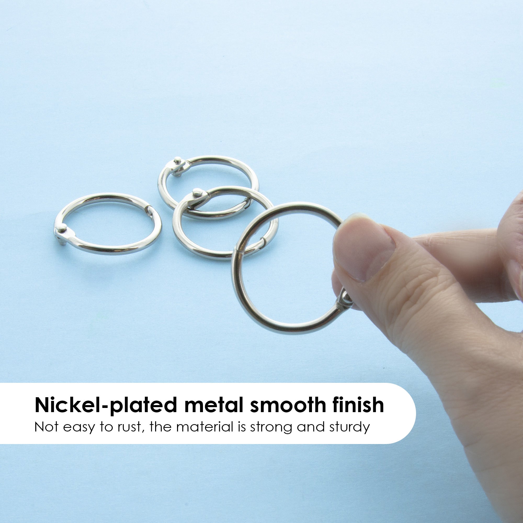 Metal Book Rings, 1", 12 Count, Nickel Plated