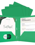 Poly 2-Pockets Portfolio - Green Color w/ 3-Prong Fastener