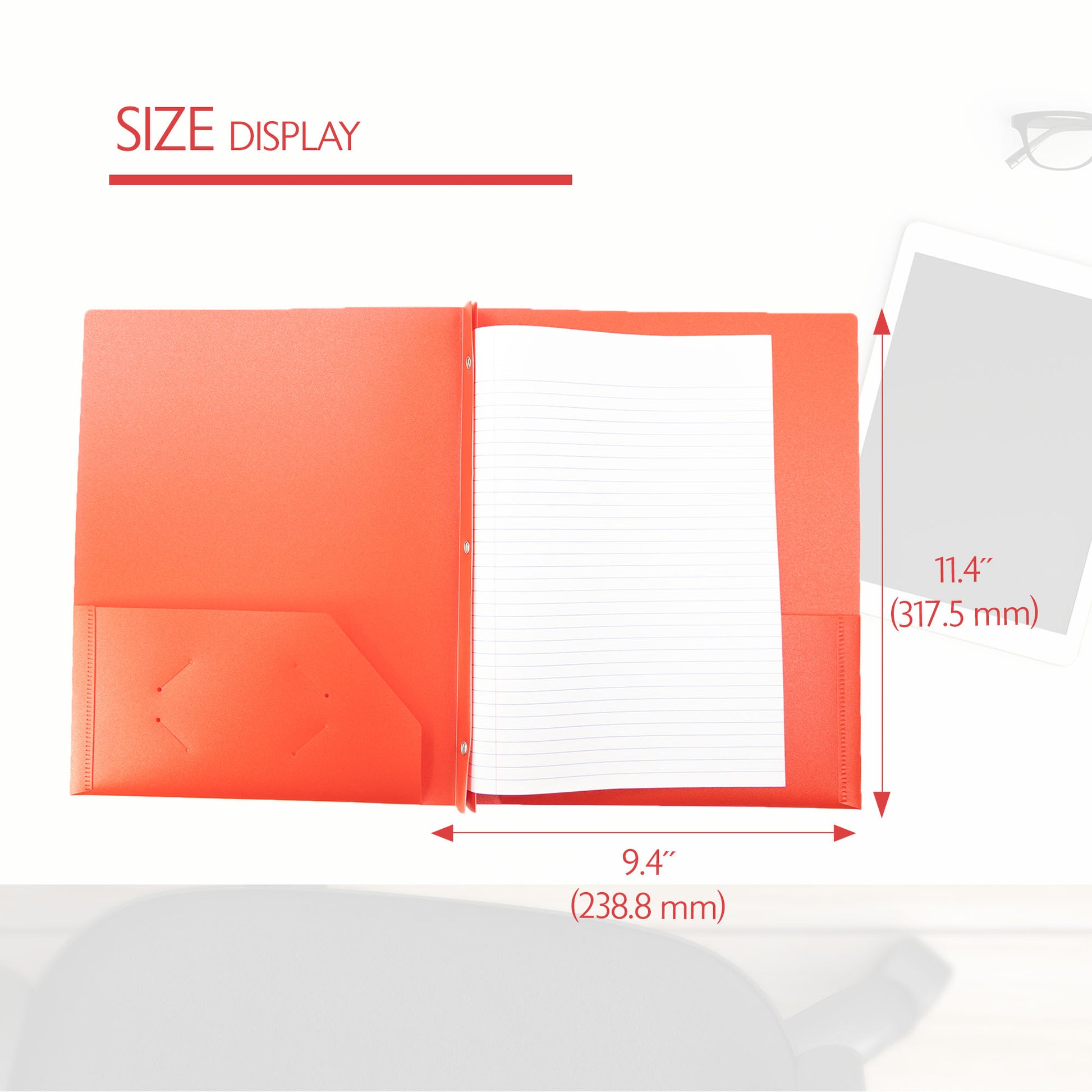 Red Color 2-Pockets Poly Portfolio