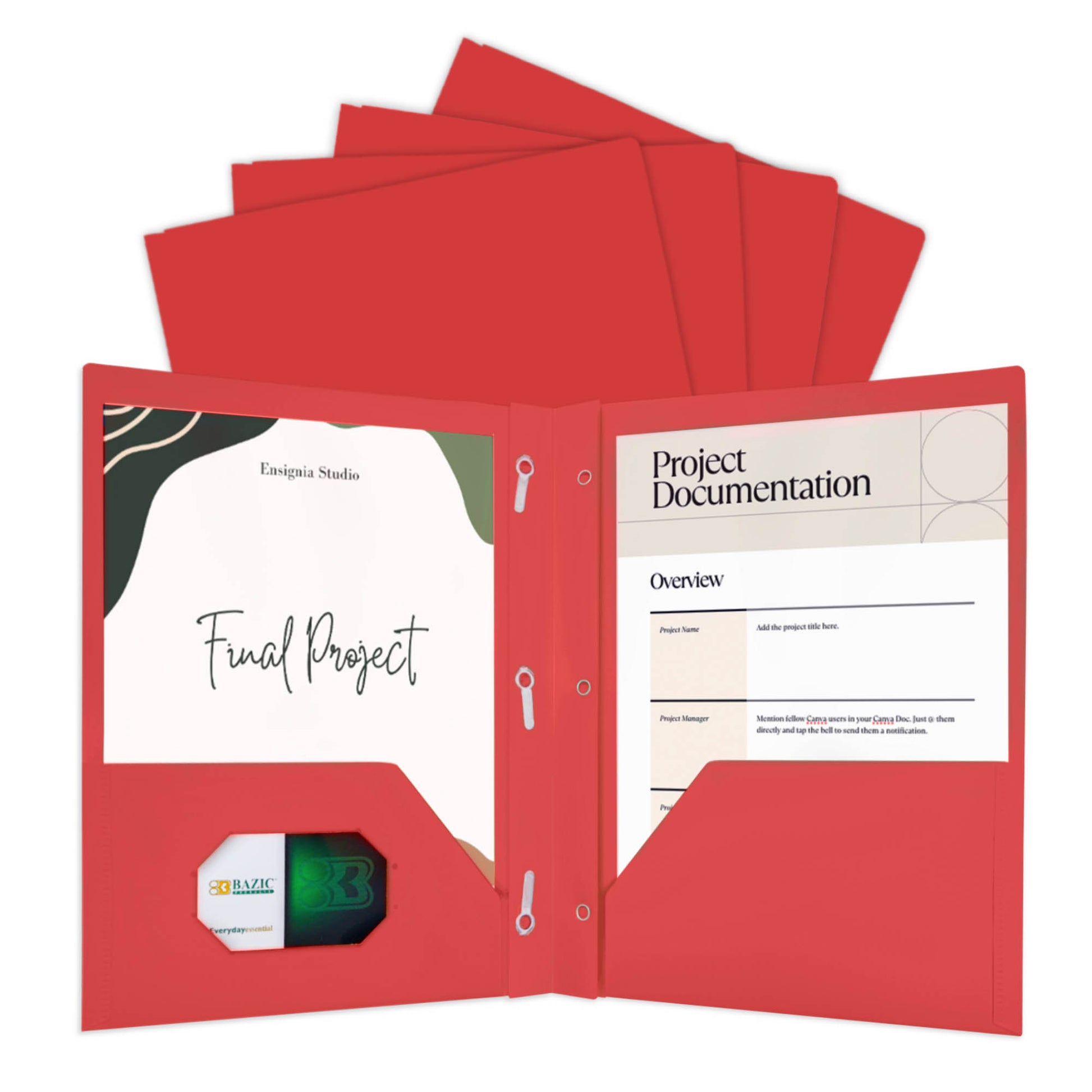 Red Color 2-Pockets Poly Portfolio