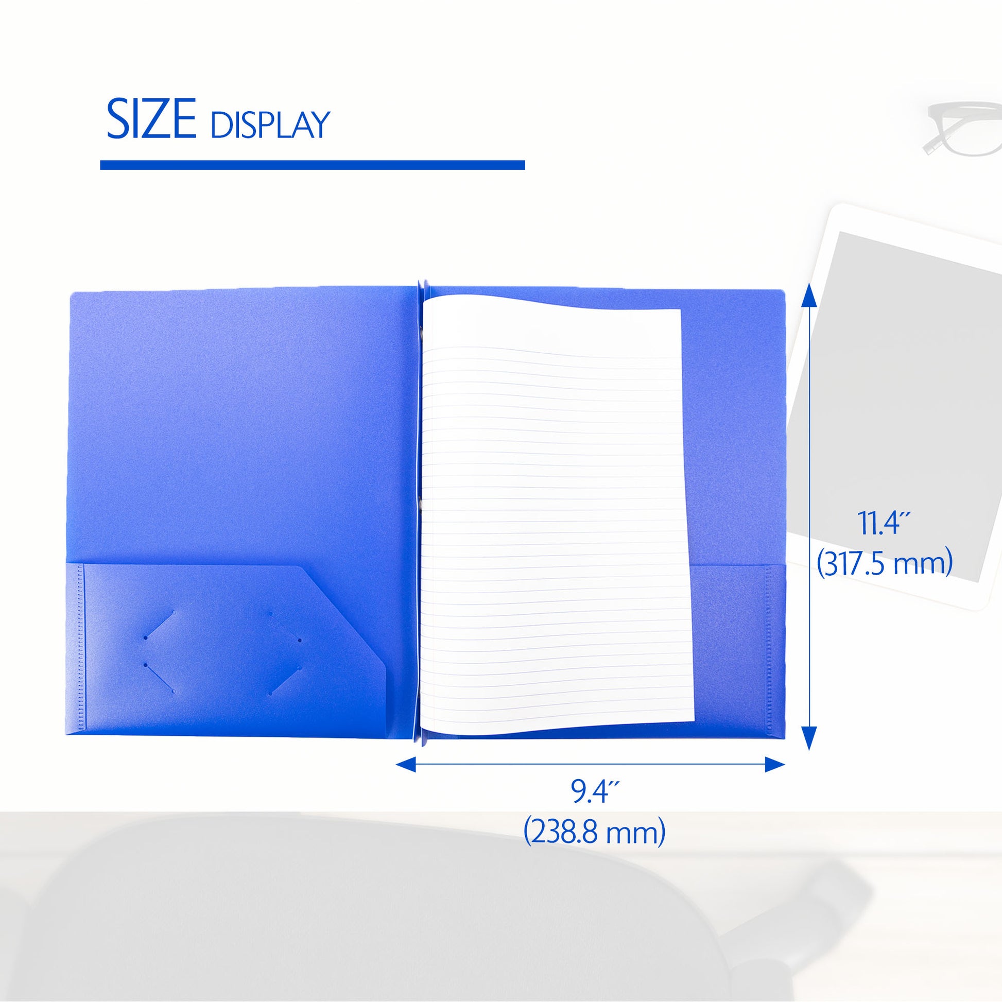 Blue Color 2-Pockets Poly Portfolio