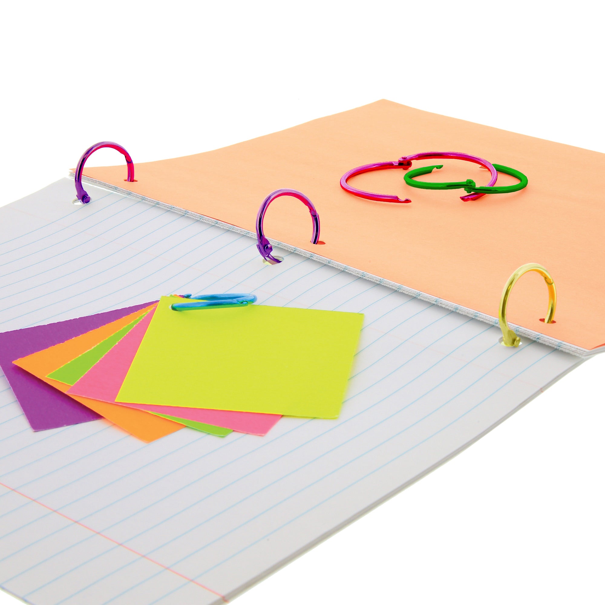 Metal Book Rings, 1 in, Assorted Colors, 10 Pack