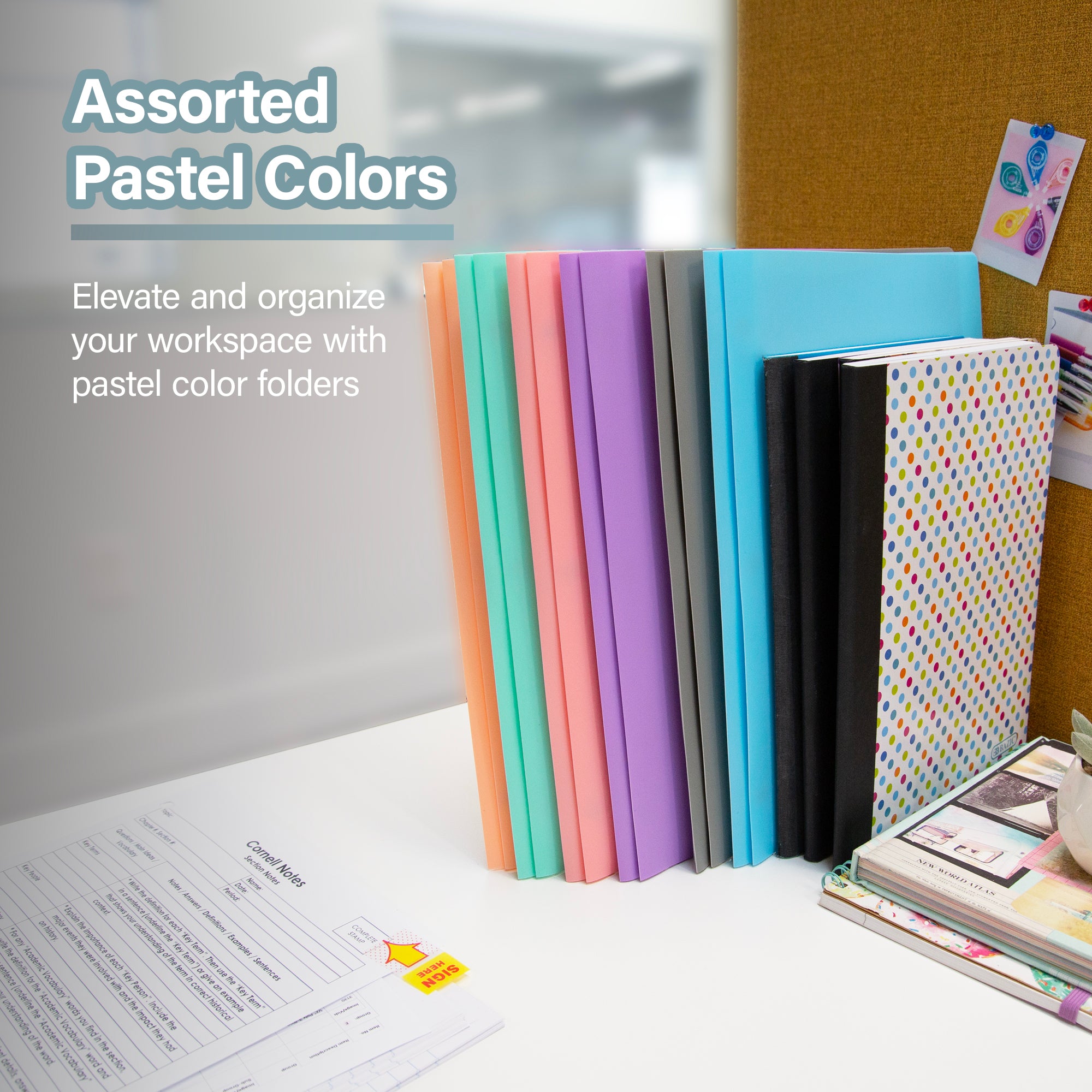 Pastel Color Poly 2-Pocket Folder with Prongs