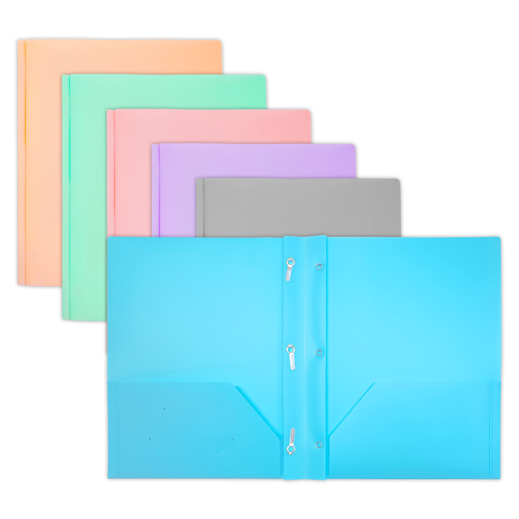Pastel Color Poly 2-Pocket Folder with 3-Prong Fasteners
